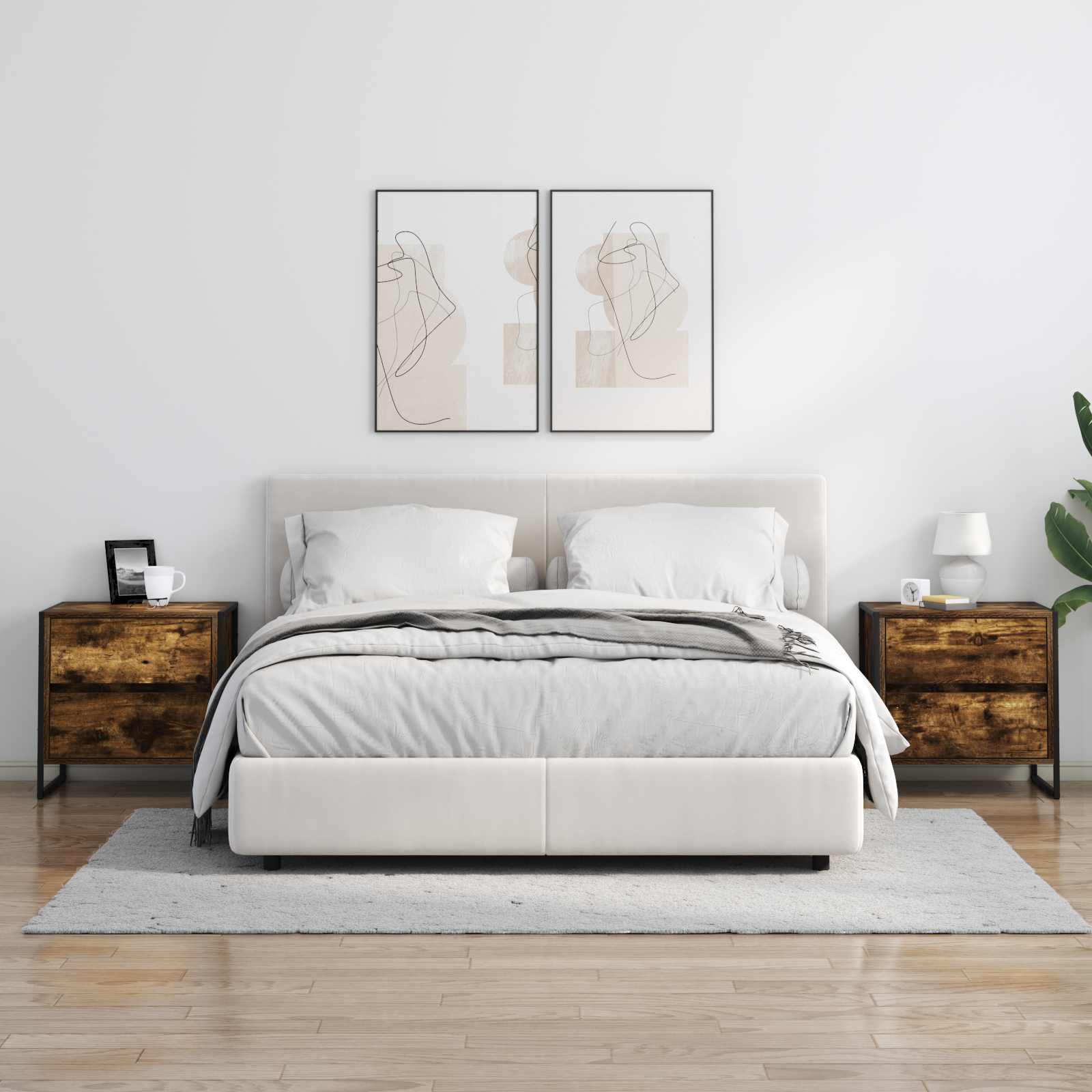 Noptiera 2 pcs Stejar fumuriu 50 x 39.5 x 50 cm Lemn compozit — imaginea 4
