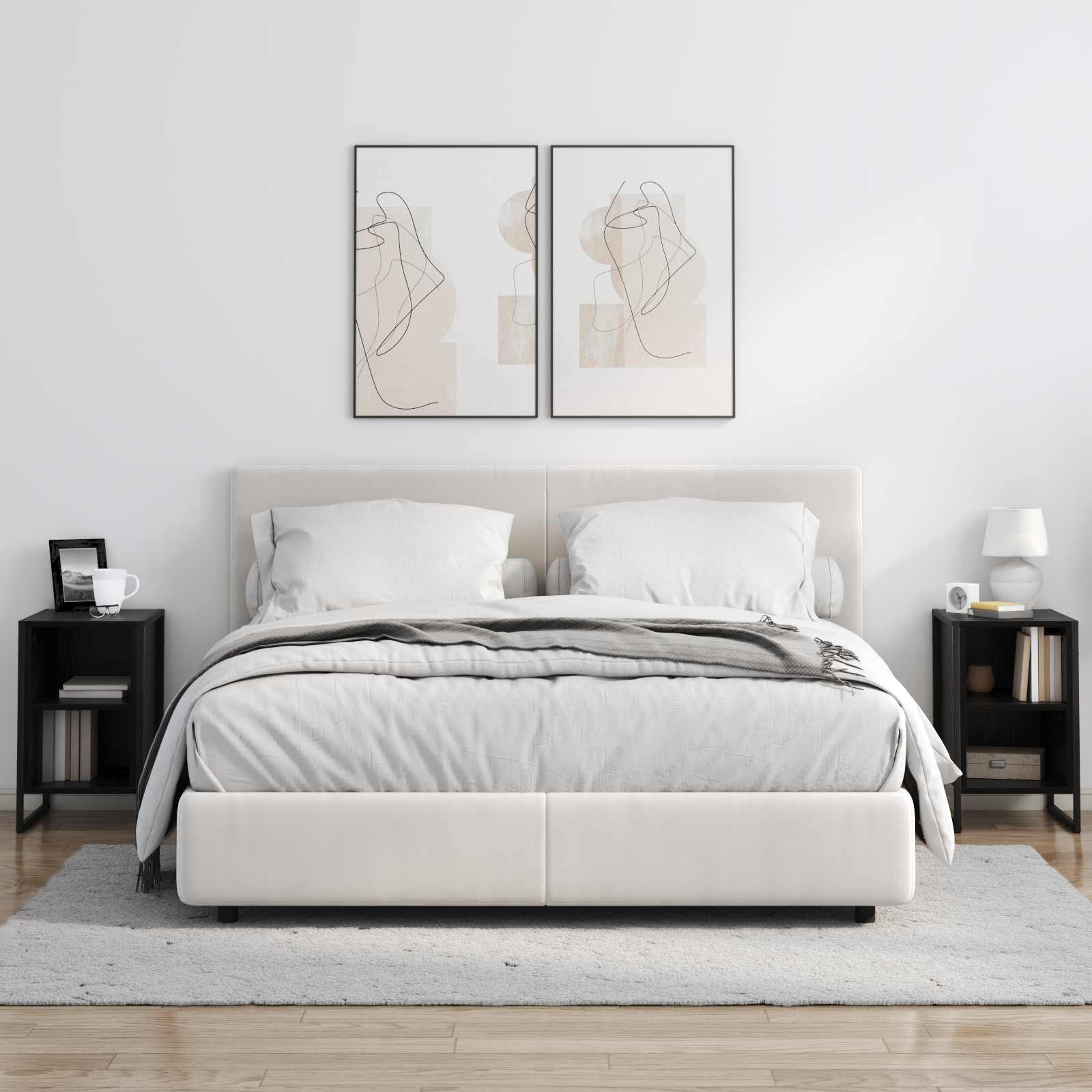 Noptiera Stejar Negru 39.5 x 30 x 50 cm Lemn compozit — imaginea 4