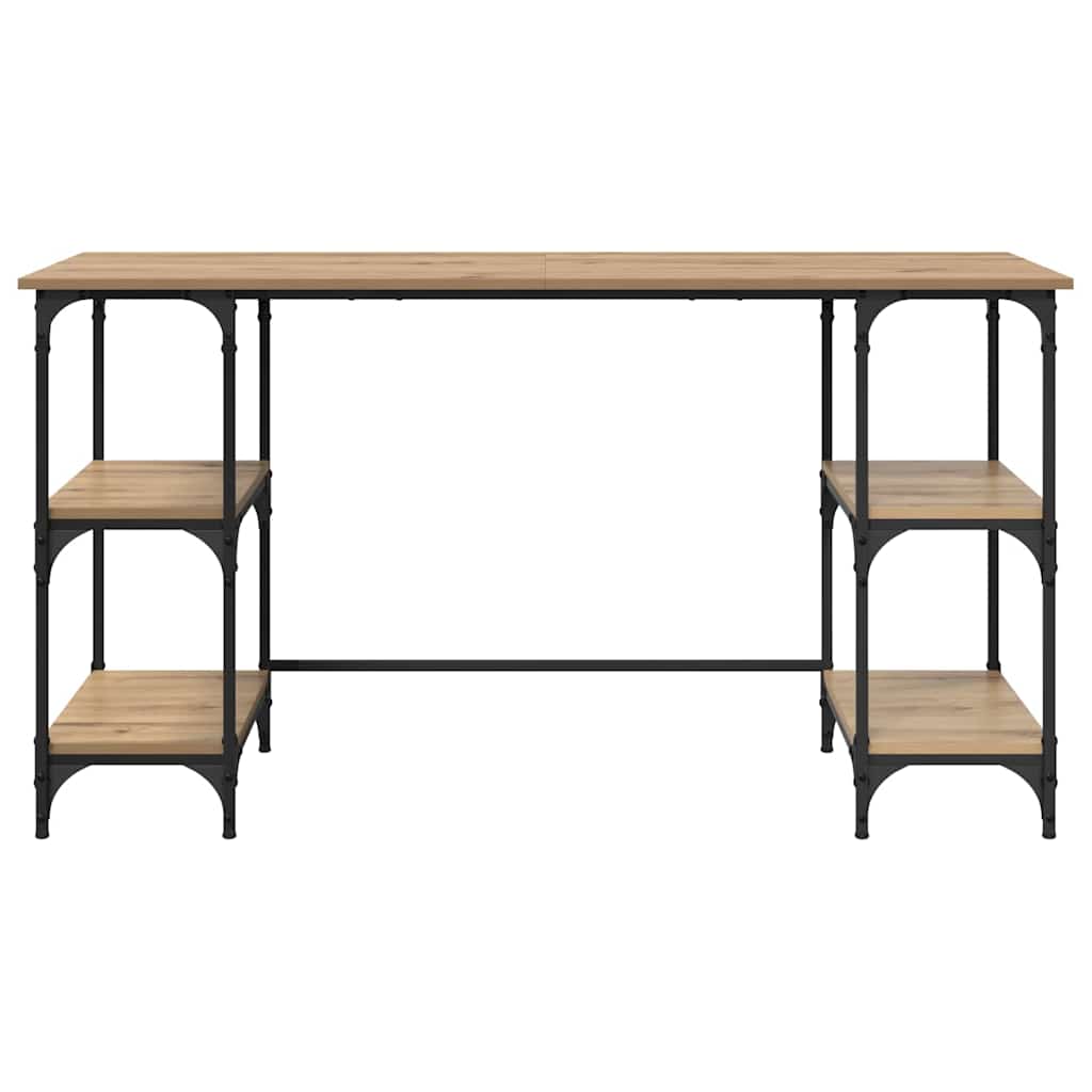 Birou cu raft Stejar Artizanal 140 x 50 x 75 cm Lemn compozit — imaginea 6