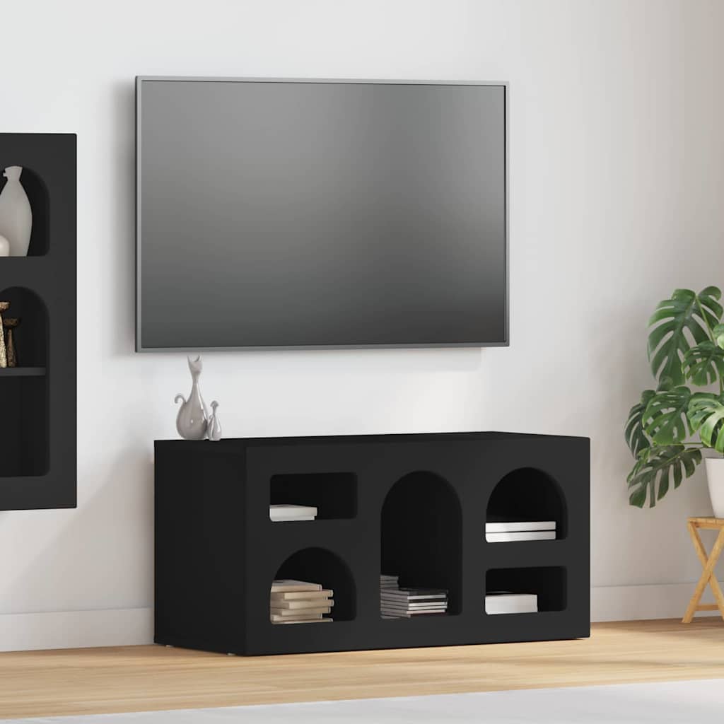 Cabinet TV Negru 80 x 35 x 40 cm Lemn compozit — imaginea 2