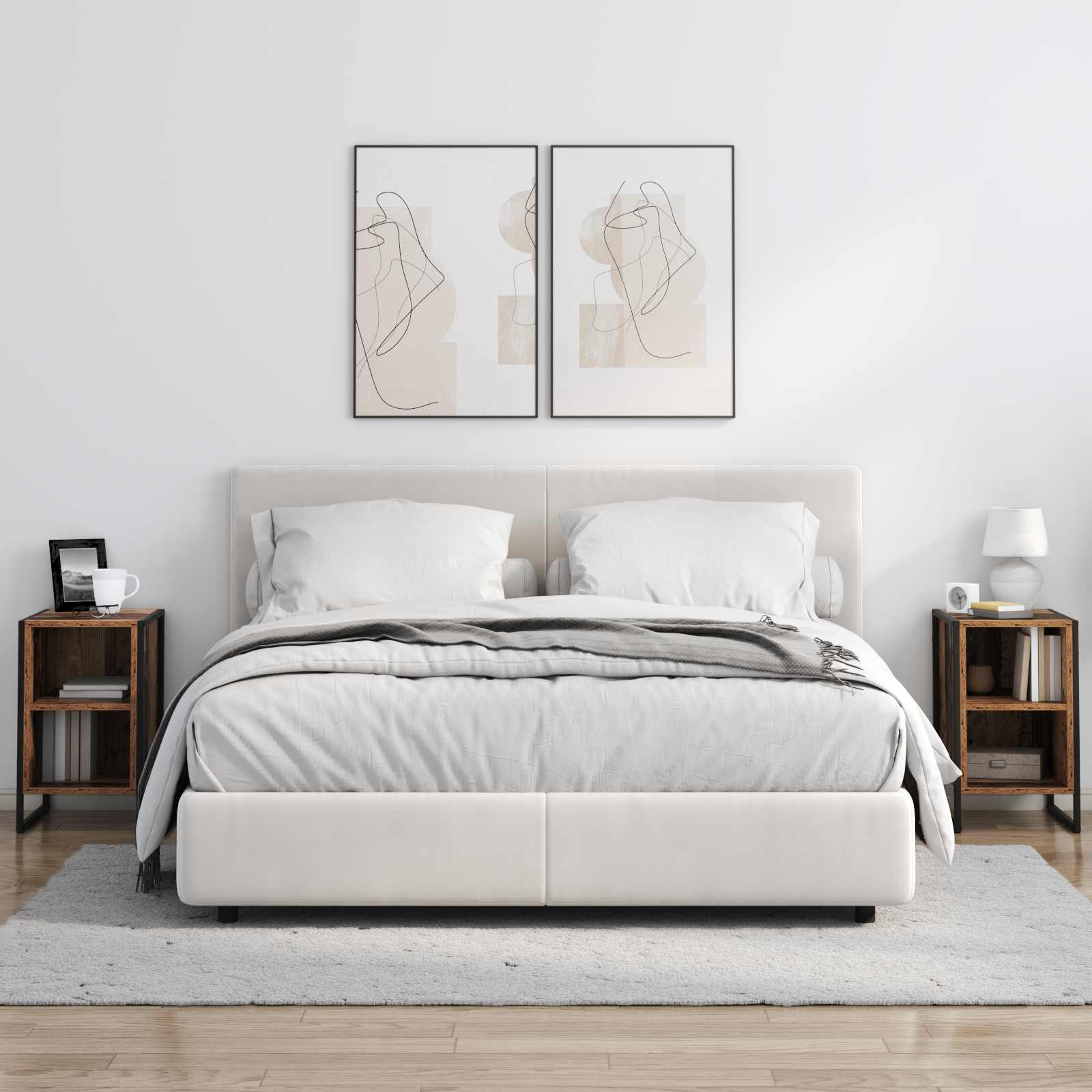 Noptiera 2 pcs Lemn Vechi 39.5 x 30 x 50 cm Lemn compozit — imaginea 4