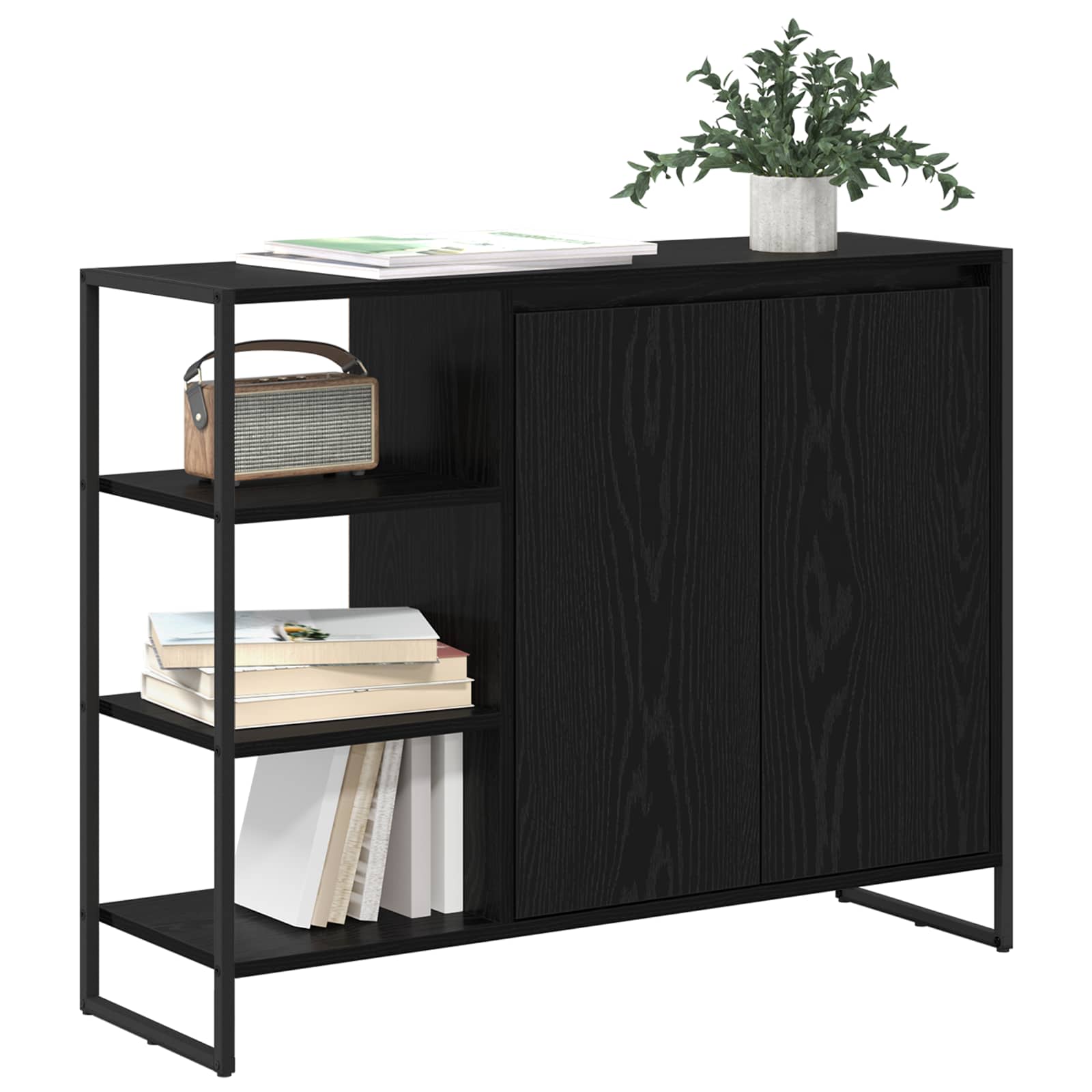 Dulap lateral Stejar Negru 96.5 x 30 x 75 cm Lemn compozit — imaginea 3
