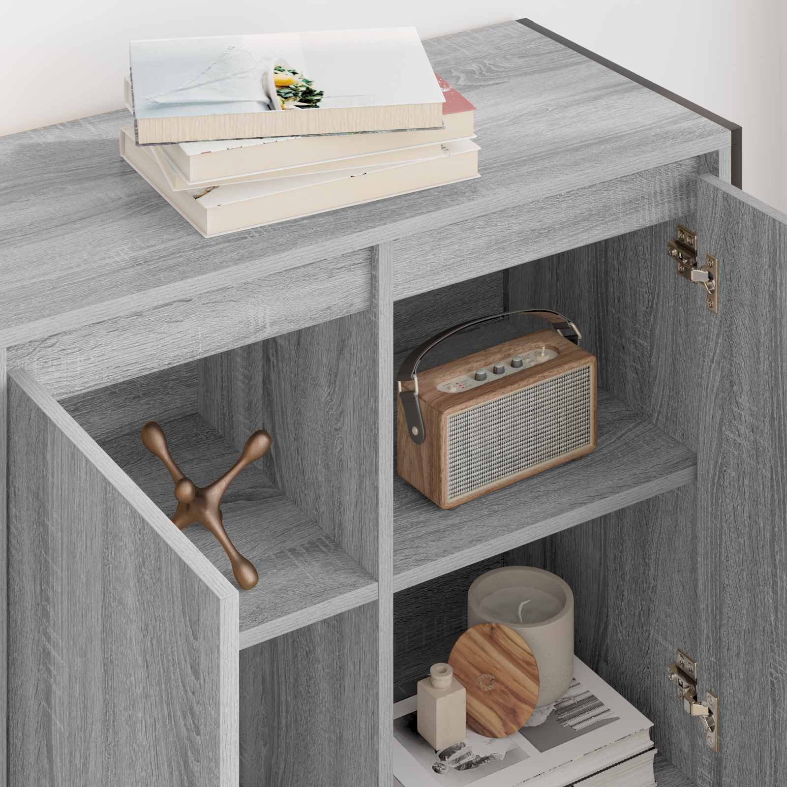 Dulap lateral Gri Sonoma 79 x 36 x 75 cm Lemn compozit — imaginea 4