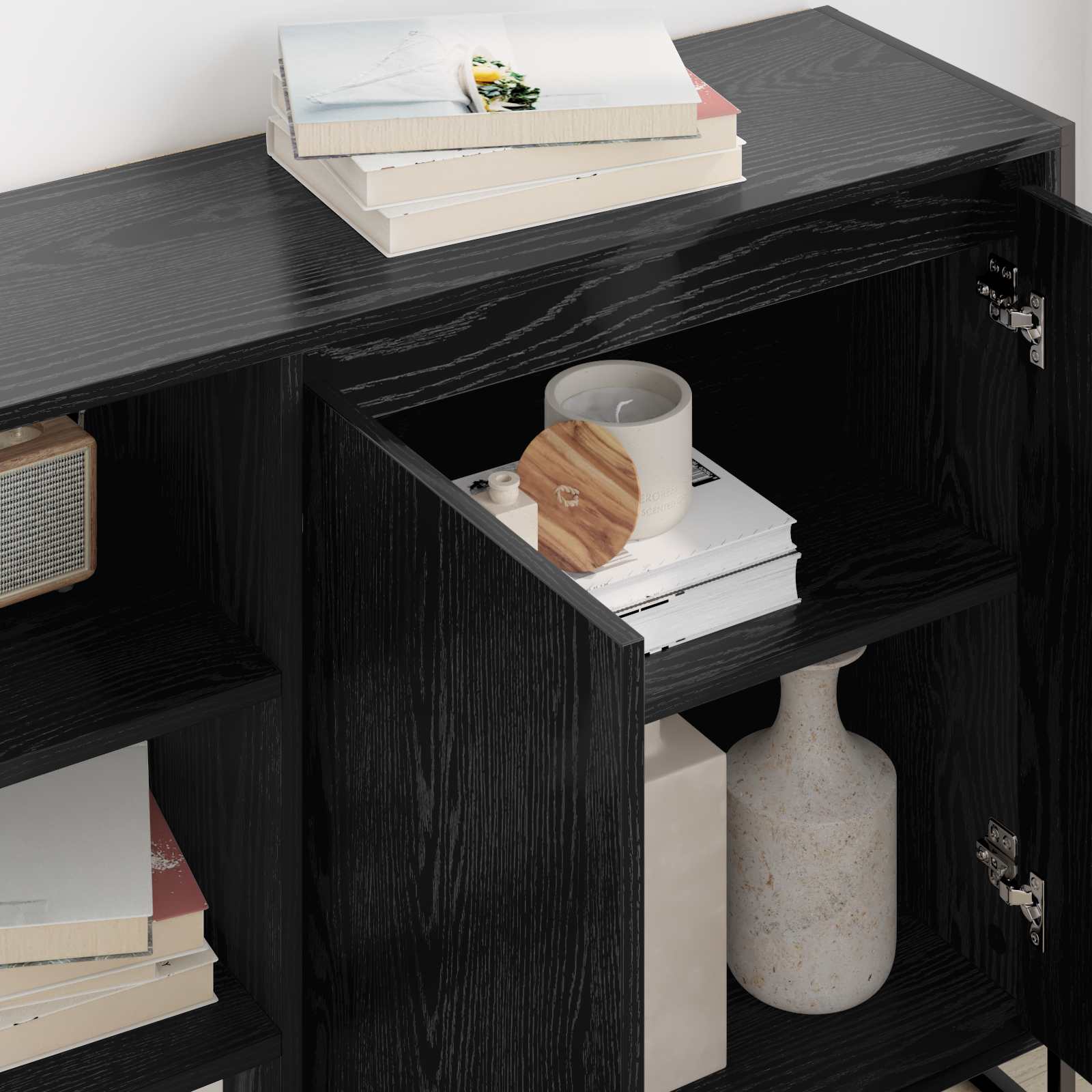 Dulap lateral Stejar Negru 96.5 x 30 x 75 cm Lemn compozit — imaginea 4