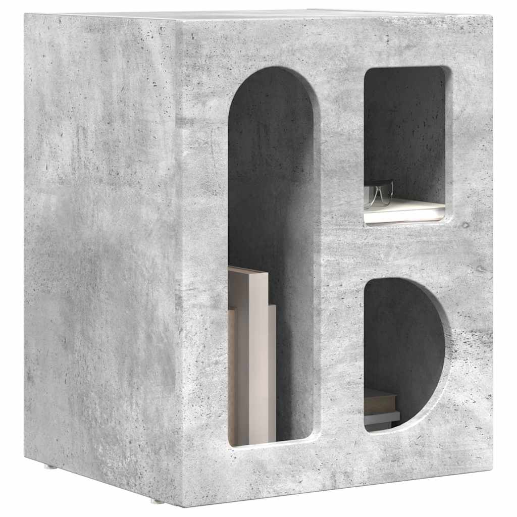 Noptiera Gri din beton 40 x 35 x 50 cm Lemn compozit — imaginea 4