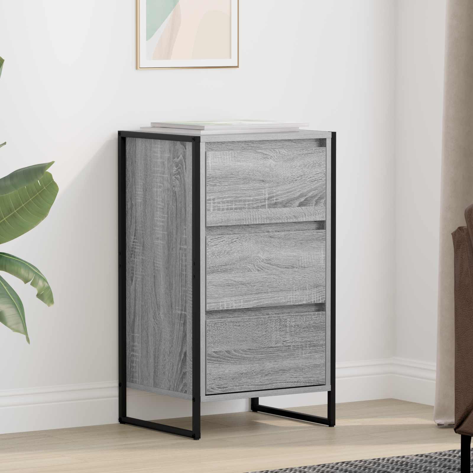 Bufet cu sertar Gri Sonoma 42 x 36 x 75.5 cm Lemn compozit — imaginea 2