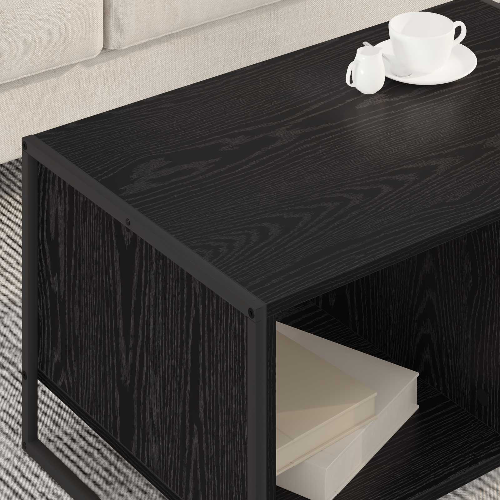 Masa de cafea Stejar Negru 80 x 50 x 40 cm Lemn compozit — imaginea 4