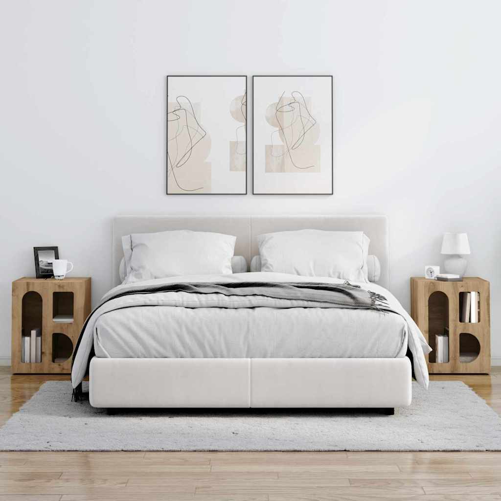 Noptiera 2 pcs Stejar Artizanal 40 x 35 x 50 cm Lemn compozit — imaginea 5