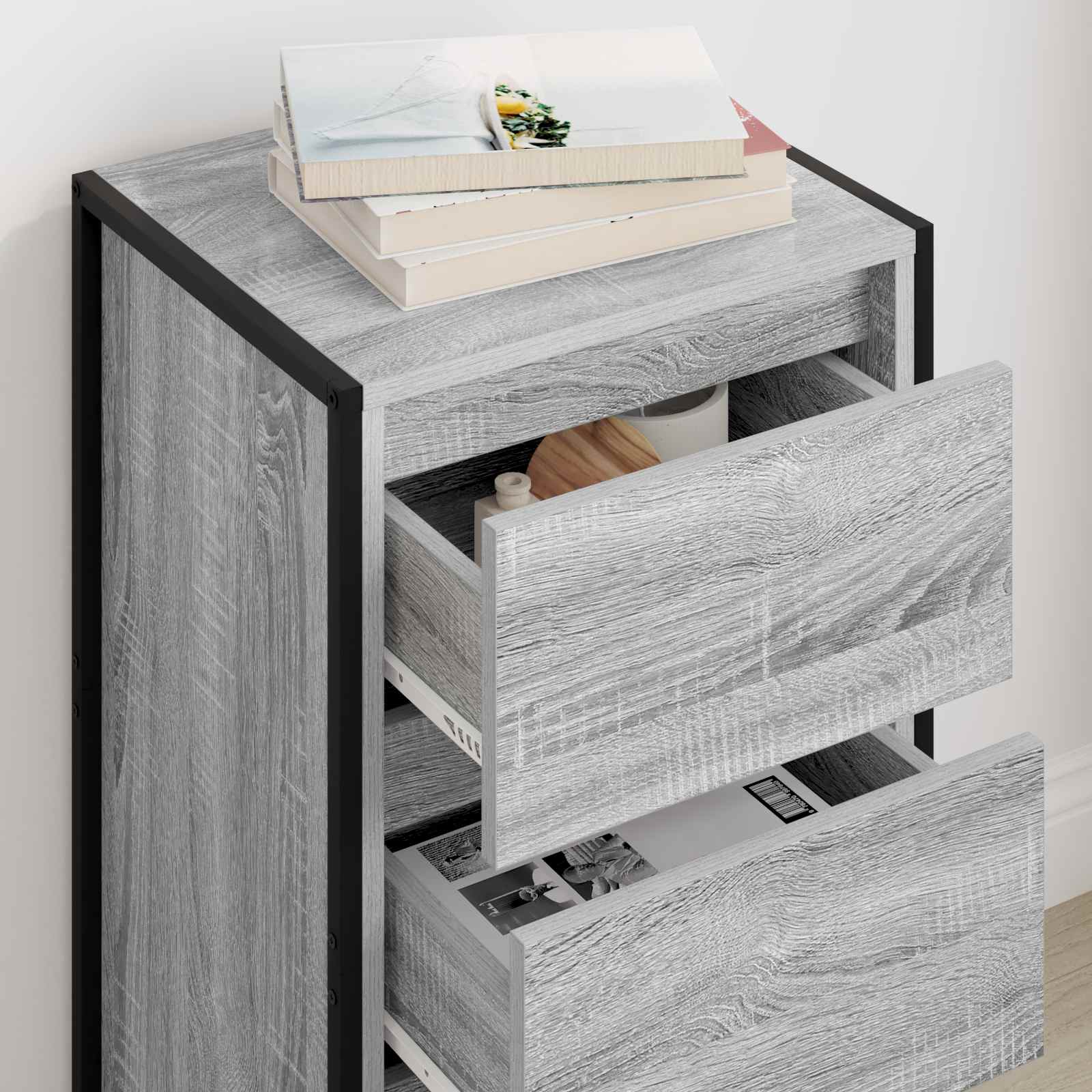 Bufet cu sertar Gri Sonoma 42 x 36 x 75.5 cm Lemn compozit — imaginea 4