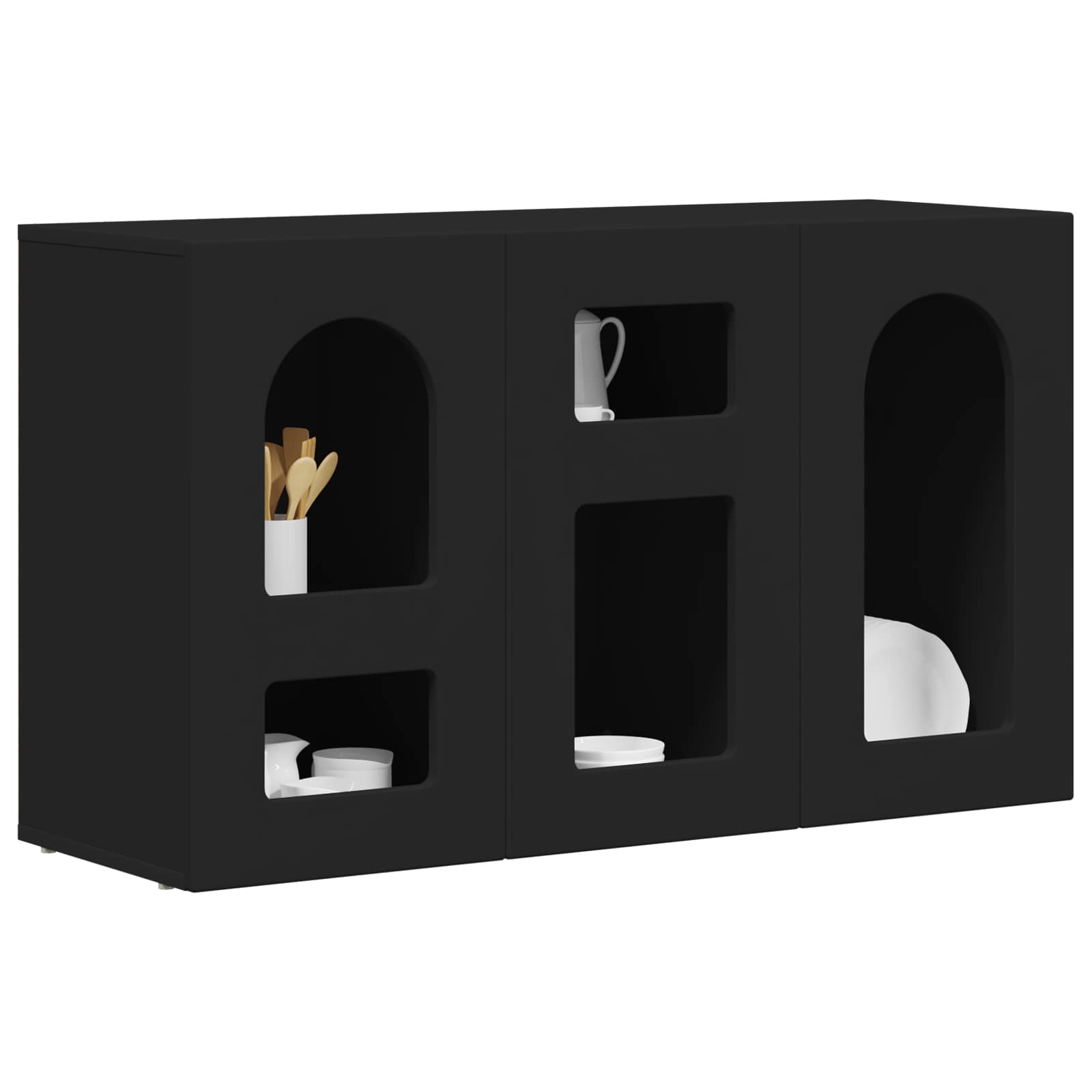 Bufet Negru 100 x 35 x 59 cm Lemn compozit — imaginea 3