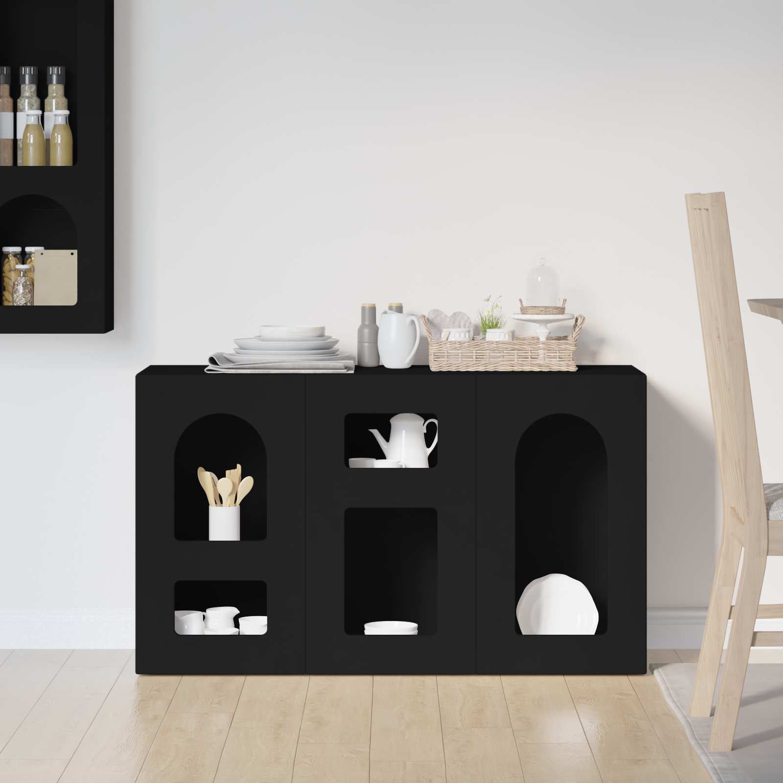 Bufet Negru 100 x 35 x 59 cm Lemn compozit — imaginea 4