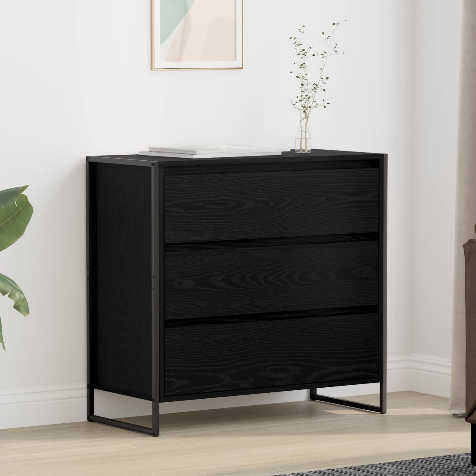 Bufet cu sertar Stejar Negru 79 x 36 x 75.5 cm Lemn compozit — imaginea 2