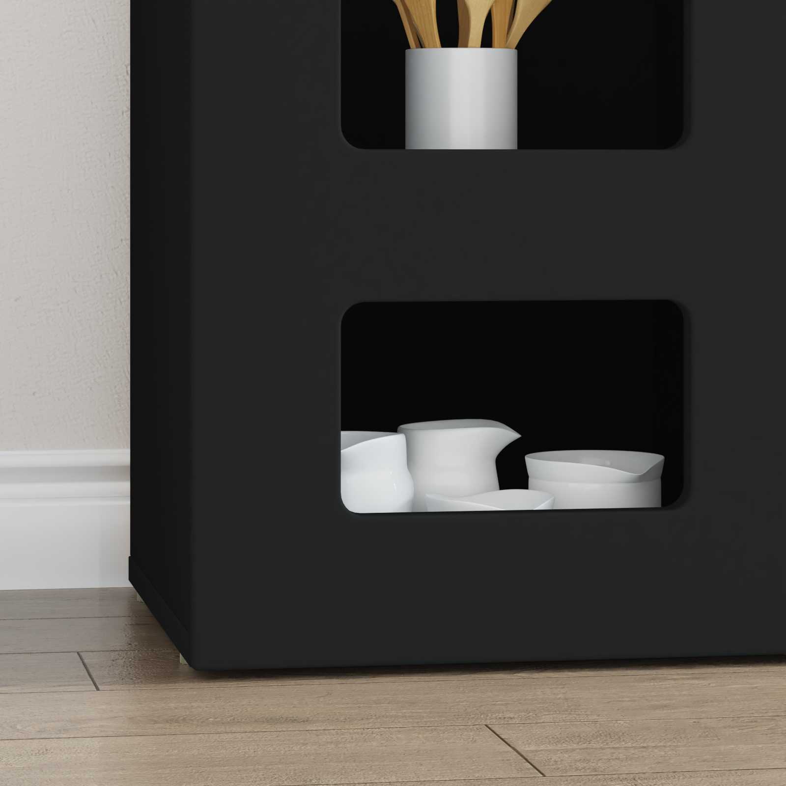 Bufet Negru 100 x 35 x 59 cm Lemn compozit — imaginea 5