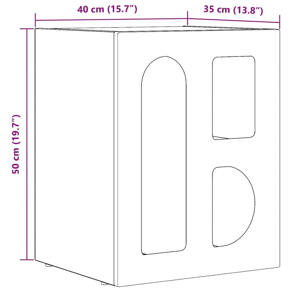 Noptiera Gri din beton 40 x 35 x 50 cm Lemn compozit — imaginea 10