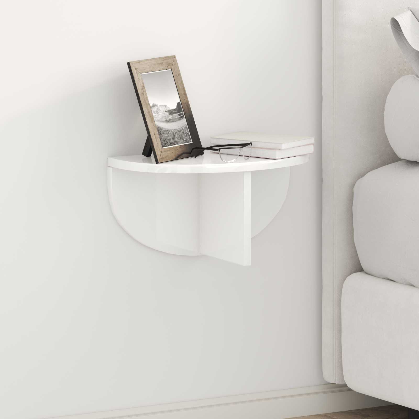 Raft de perete Alb lucios 38 x 19 x 19 cm Lemn compozit — imaginea 2