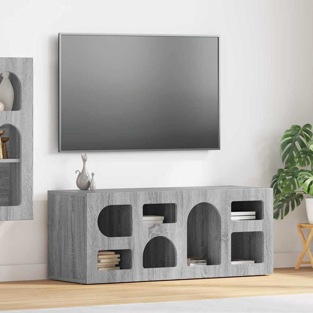 Cabinet TV Gri Sonoma 100 x 35 x 40 cm Lemn compozit — imaginea 2