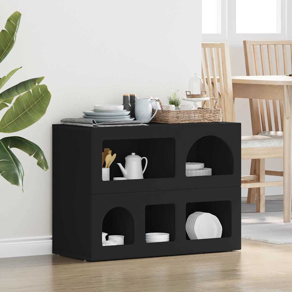 Bufet Negru 80.5 x 35 x 59 cm Lemn compozit — imaginea 2
