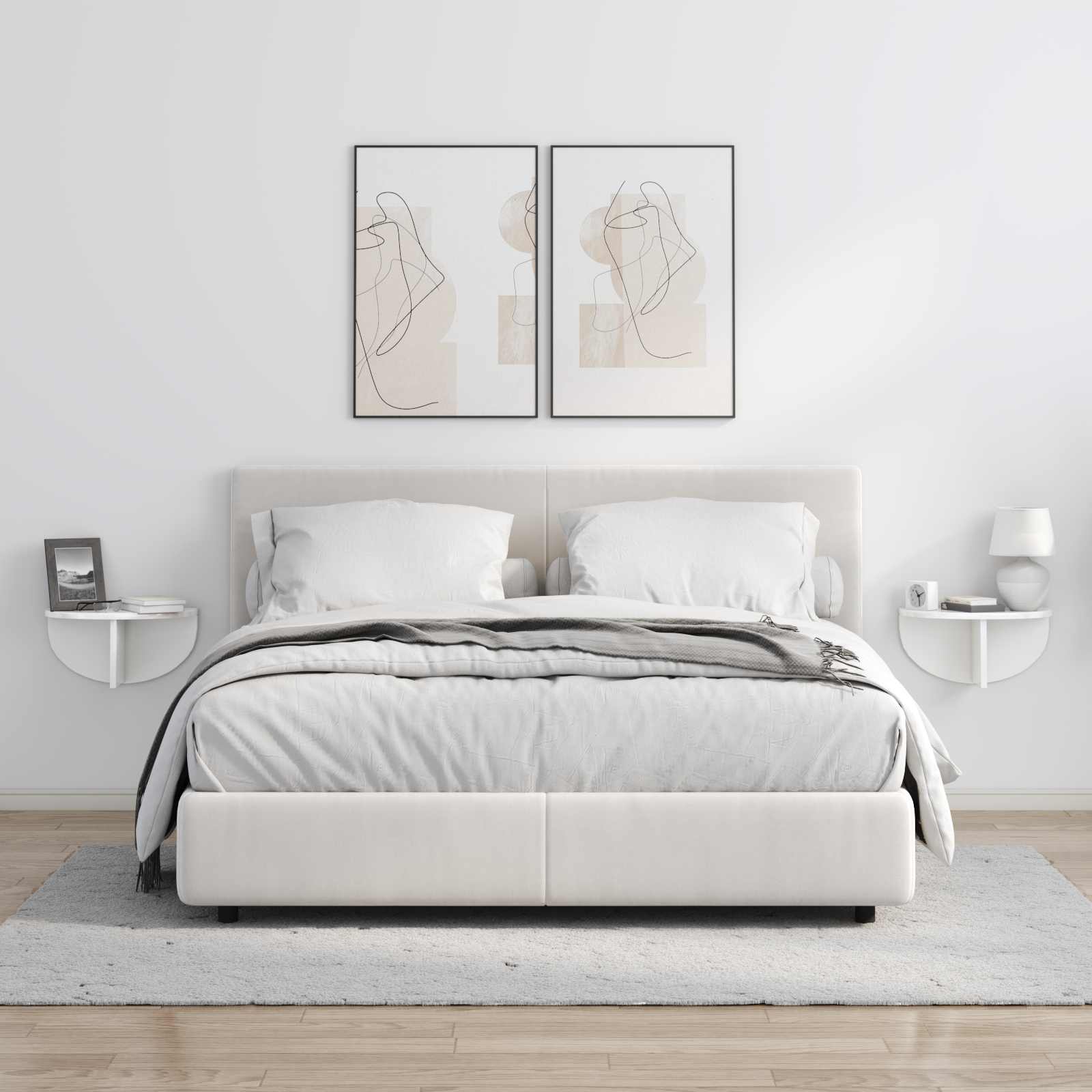 Raft de perete Alb lucios 38 x 19 x 19 cm Lemn compozit — imaginea 4