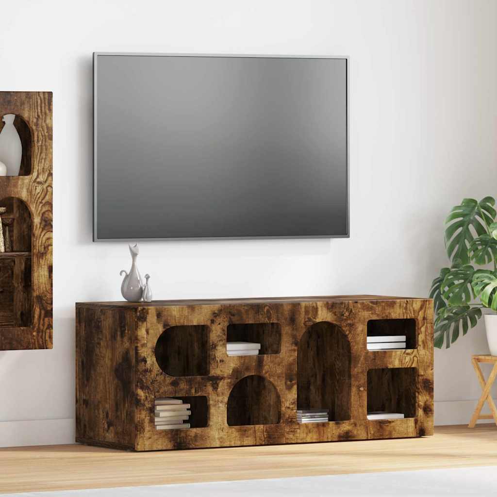 Cabinet TV Stejar fumuriu 100 x 35 x 40 cm Lemn compozit — imaginea 2