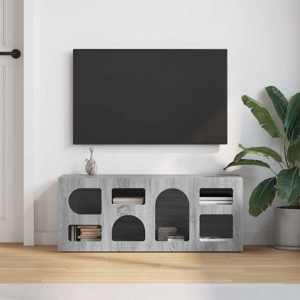 Cabinet TV Gri Sonoma 100 x 35 x 40 cm Lemn compozit — imaginea 5