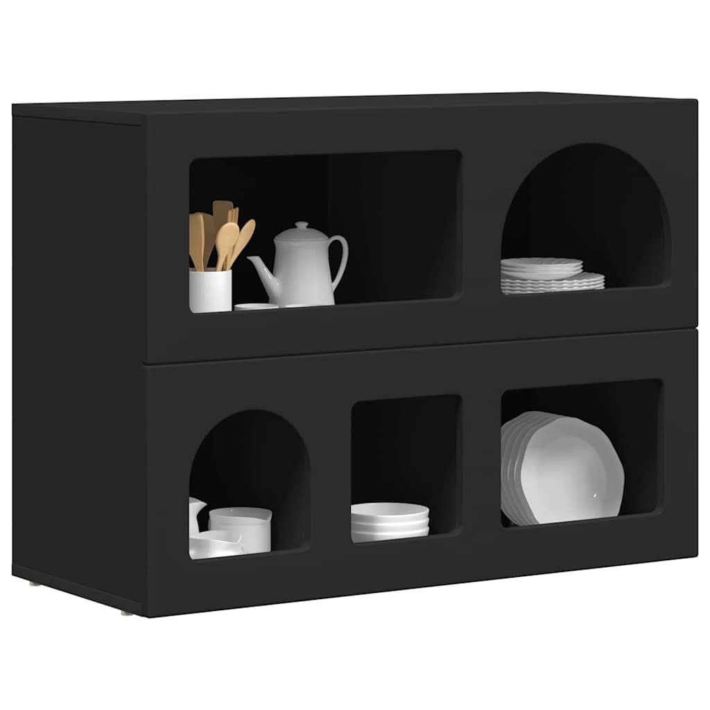 Bufet Negru 80.5 x 35 x 59 cm Lemn compozit — imaginea 4
