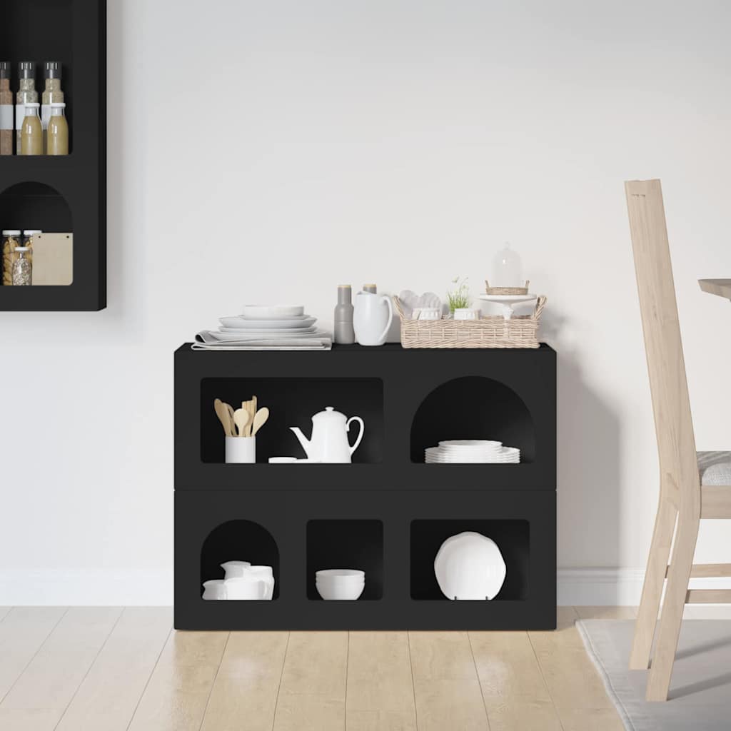 Bufet Negru 80.5 x 35 x 59 cm Lemn compozit — imaginea 5