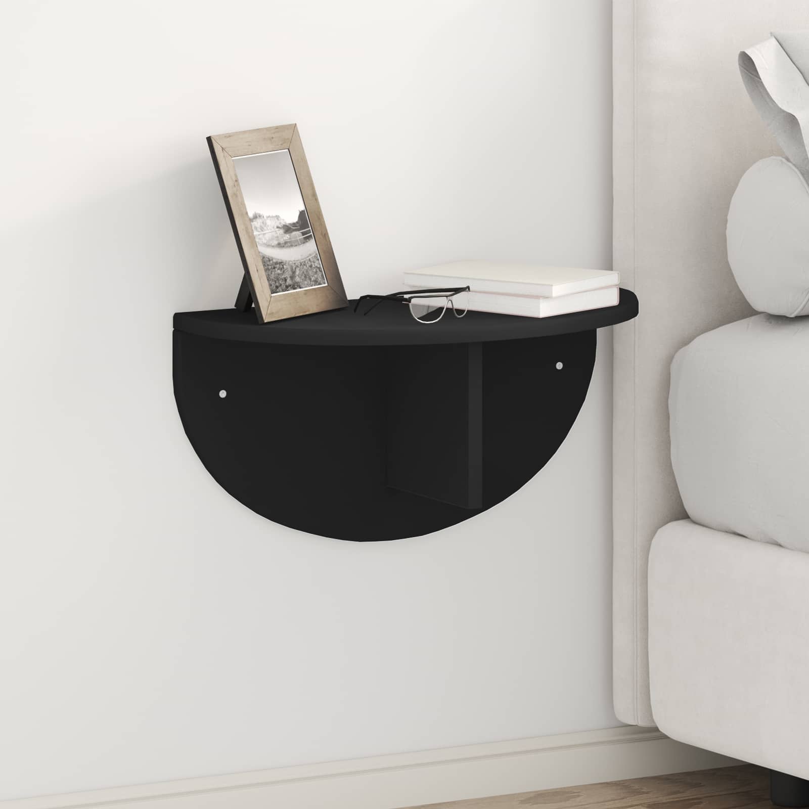 Raft de perete Pe perete Negru 38 x 19 x 19 cm Lemn compozit — imaginea 2