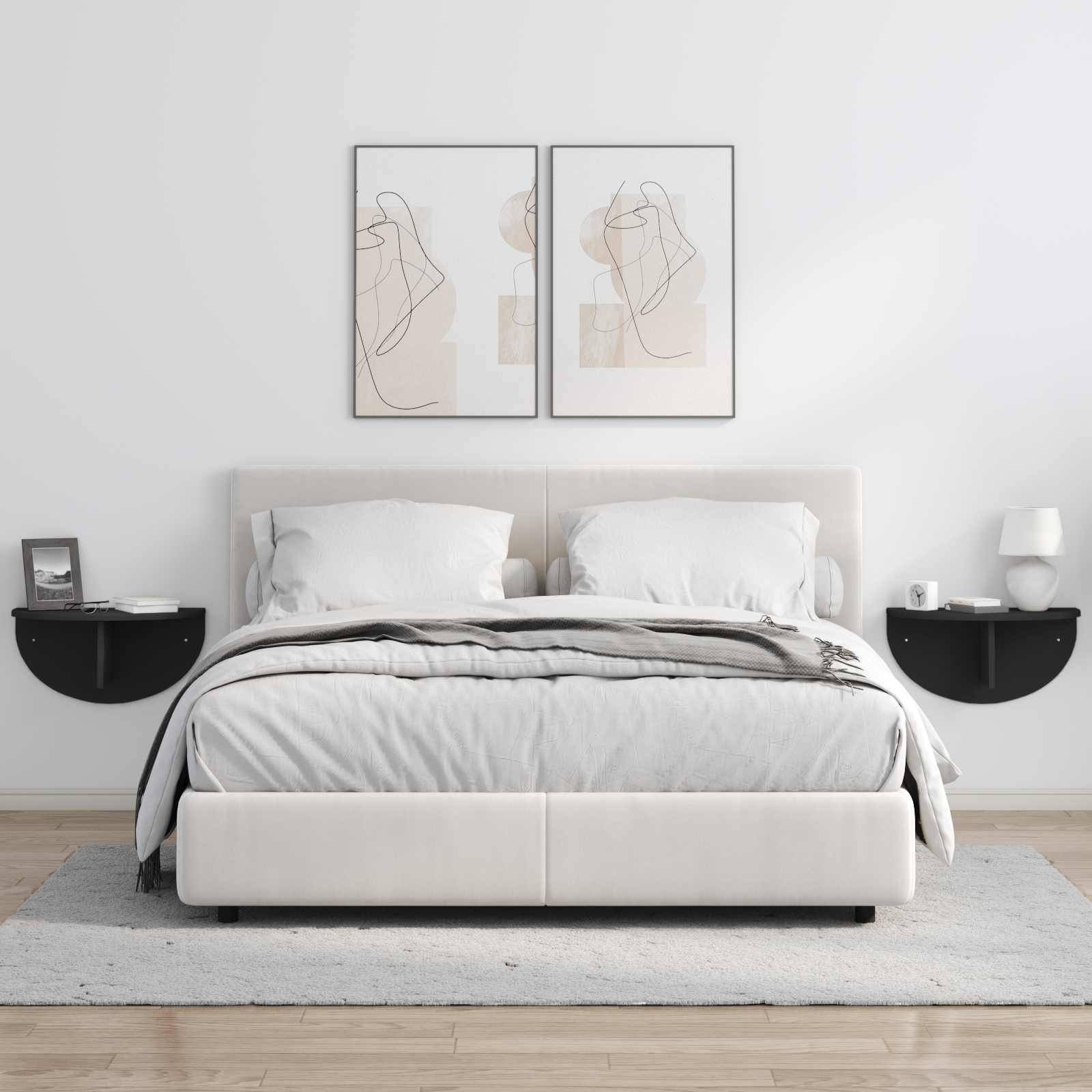 Raft de perete Pe perete Negru 38 x 19 x 19 cm Lemn compozit — imaginea 4