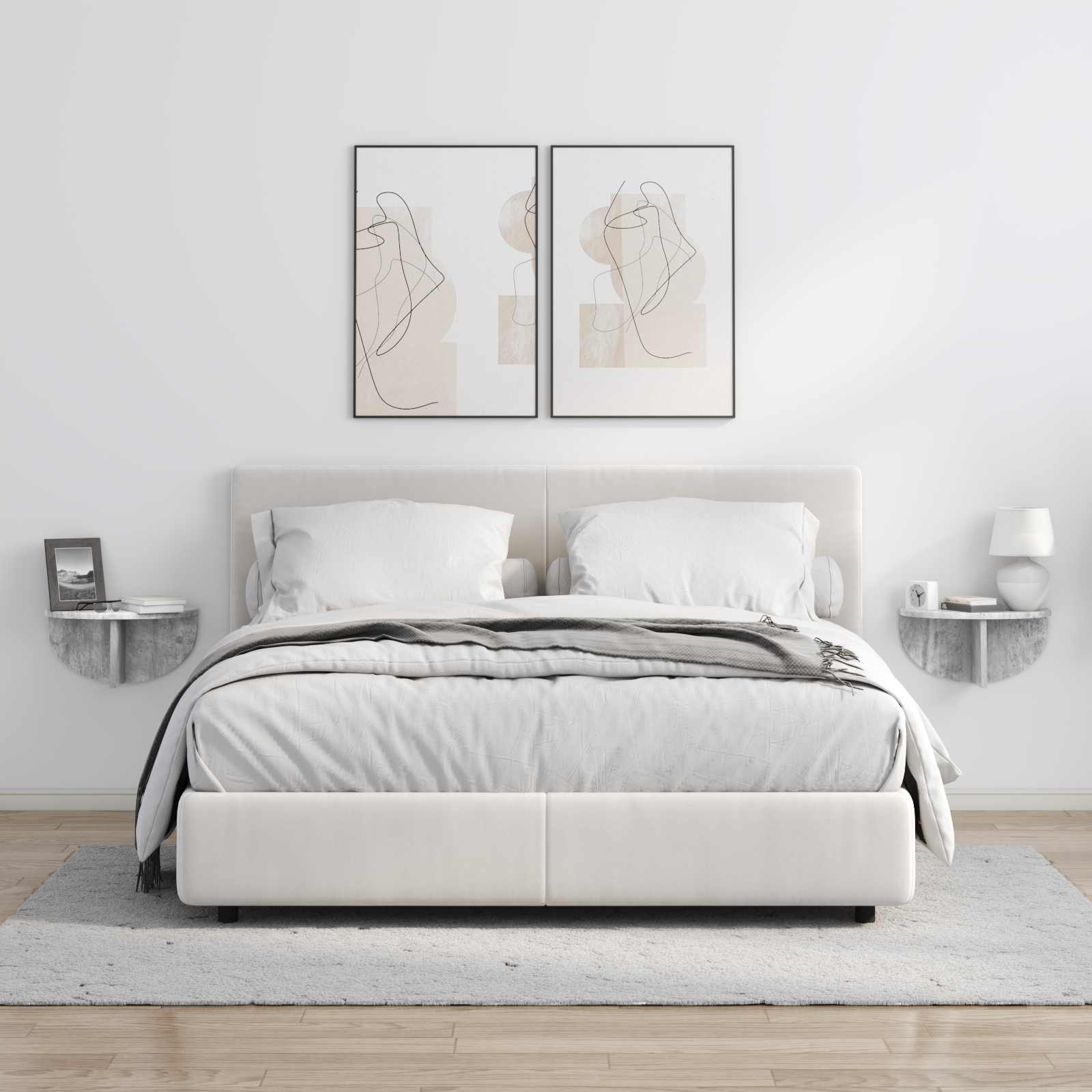 Raft de perete Gri din beton 38 x 19 x 19 cm Lemn compozit — imaginea 4