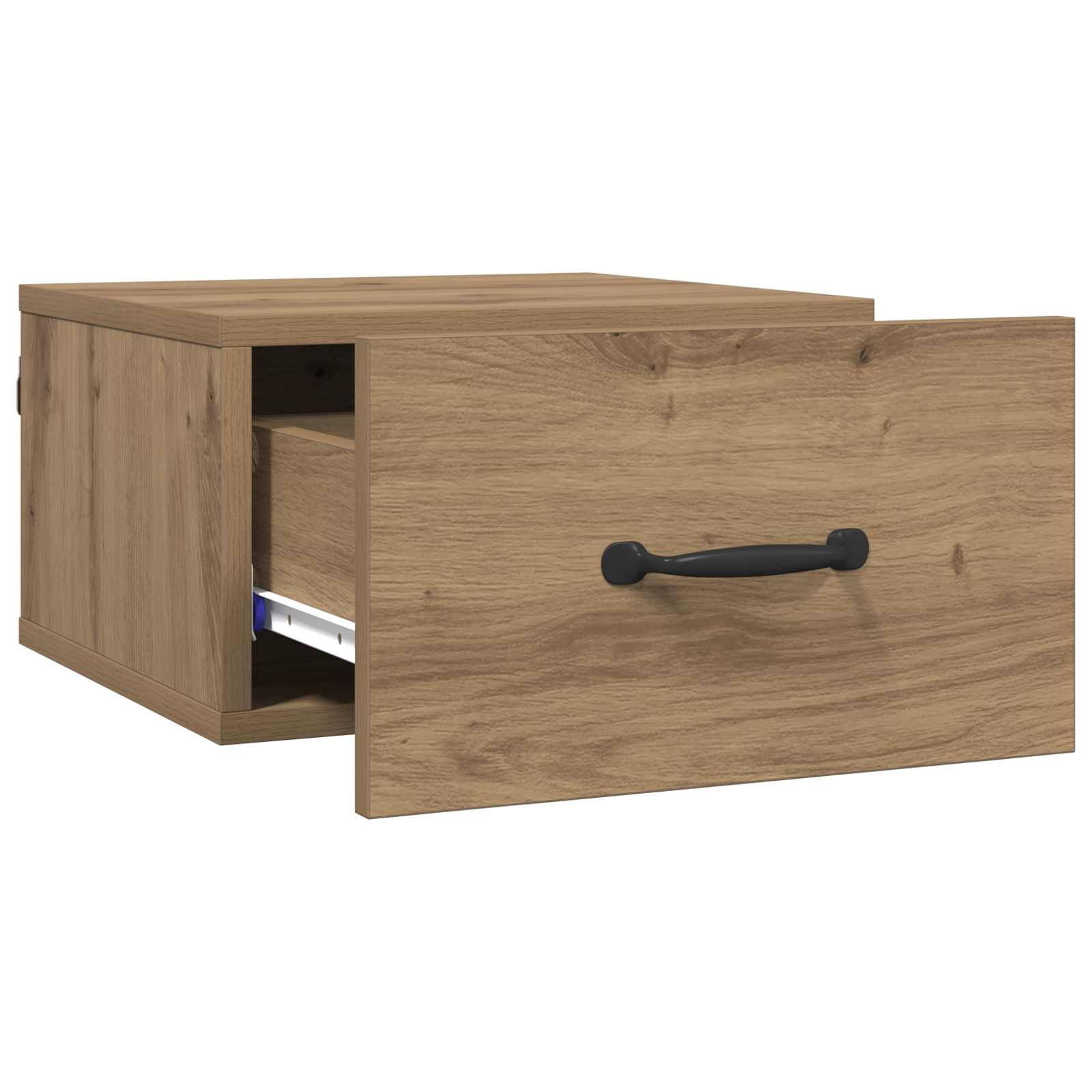 Noptiera Stejar artizanal 35 x 35 x 20 cm Lemn compozit — imaginea 4