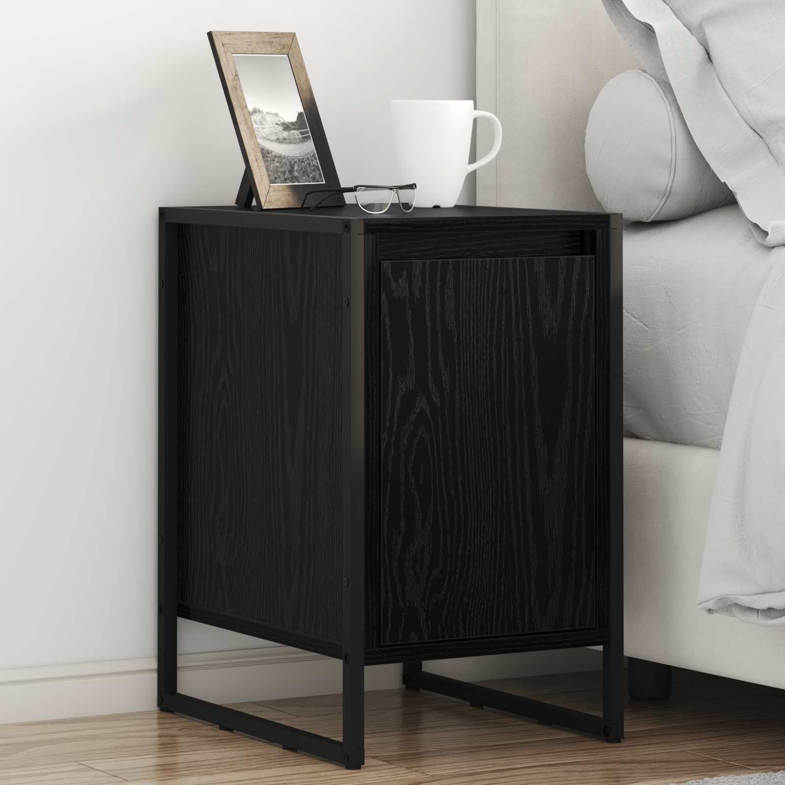 Noptiera Stejar Negru 39,5 x 30 x 50 cm Lemn compozit — imaginea 2