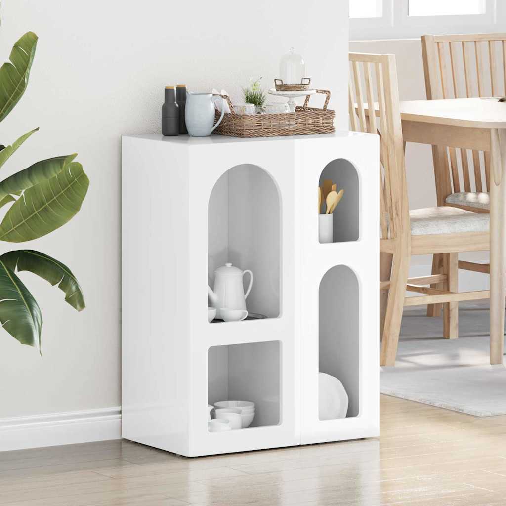 Bufet Alb lucios 59 x 35 x 80.5 cm Lemn compozit — imaginea 2