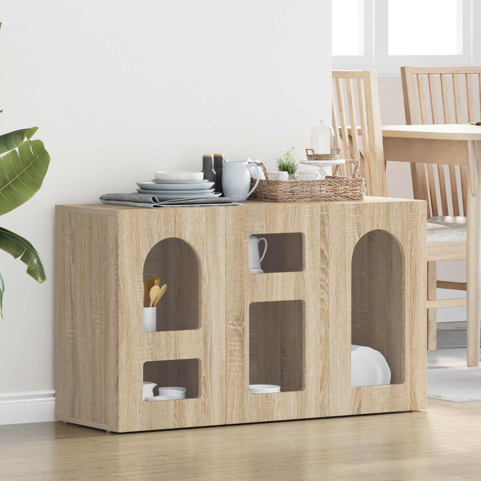 Bufet Stejar Sonoma 100 x 35 x 59 cm Lemn compozit — imaginea 2