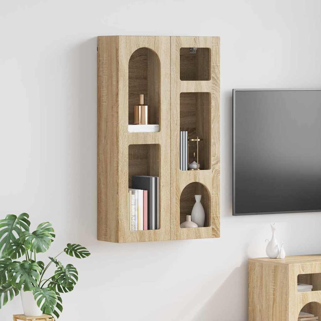 Dulap suspendat Stejar Sonoma 59 x 20 x 100 cm Lemn compozit — imaginea 2