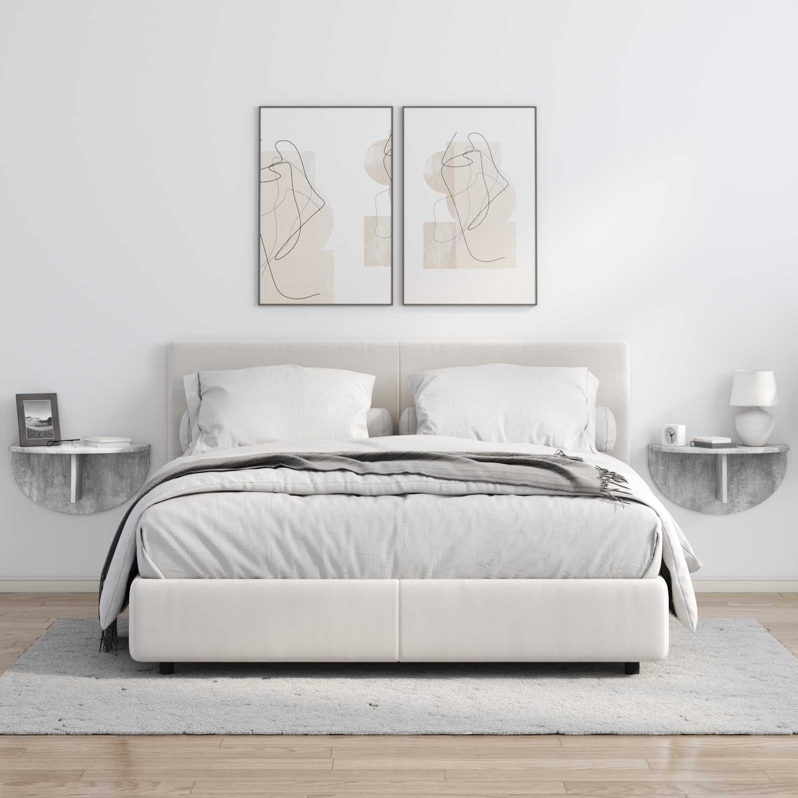 Raft de perete Gri din beton 38 x 19 x 19 cm Lemn compozit — imaginea 4