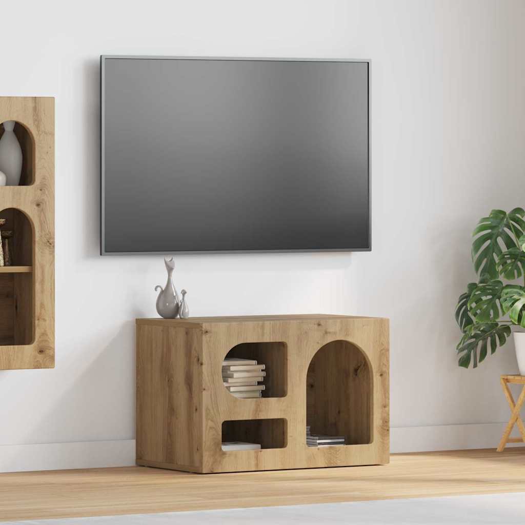 Cabinet TV Stejar Artizanal 60 x 35 x 40 cm Lemn compozit — imaginea 2