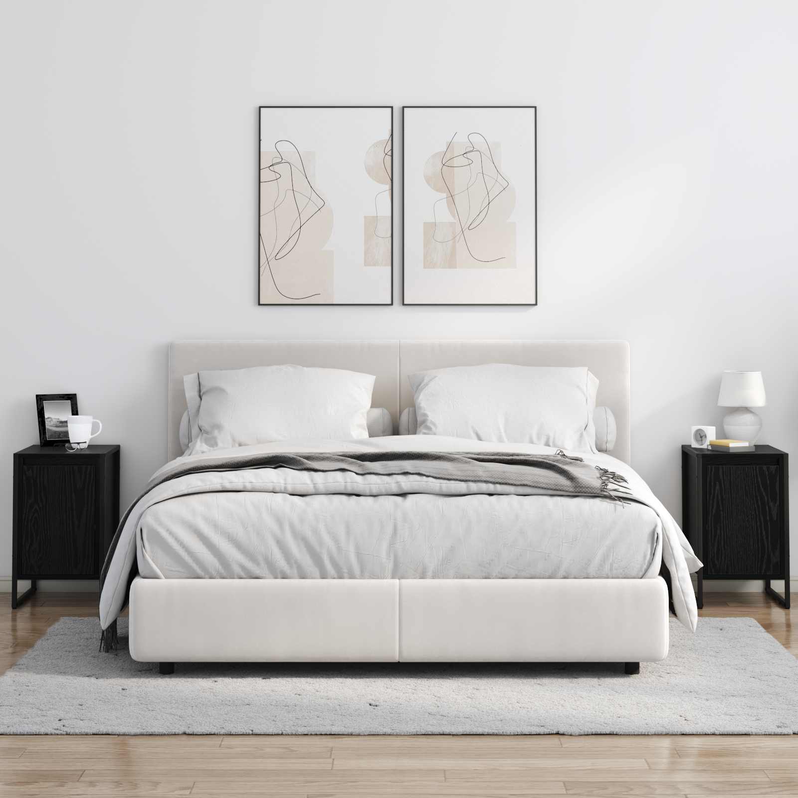 Noptiera Stejar Negru 39,5 x 30 x 50 cm Lemn compozit — imaginea 4