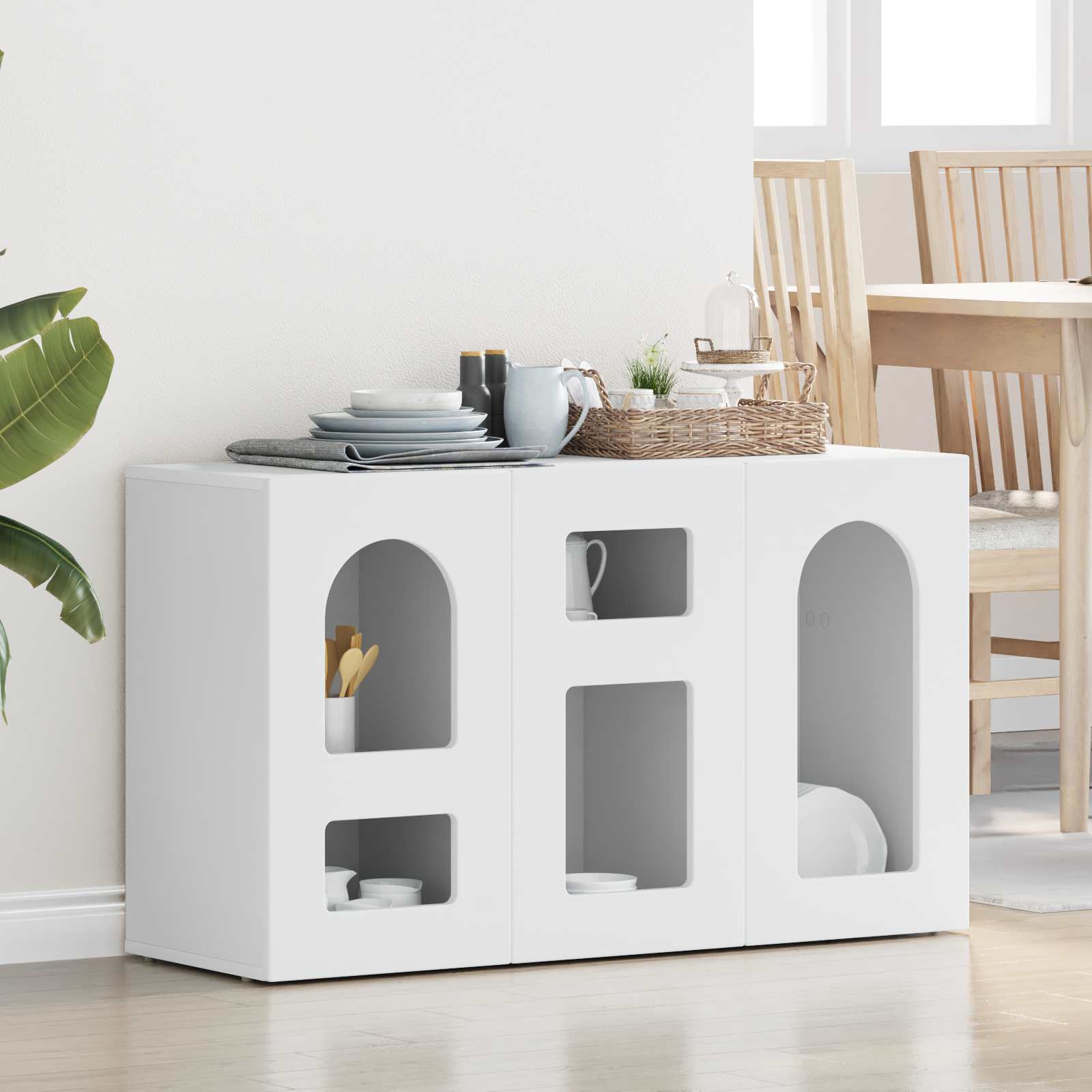 Bufet Alb 100 x 35 x 59 cm Lemn compozit — imaginea 2