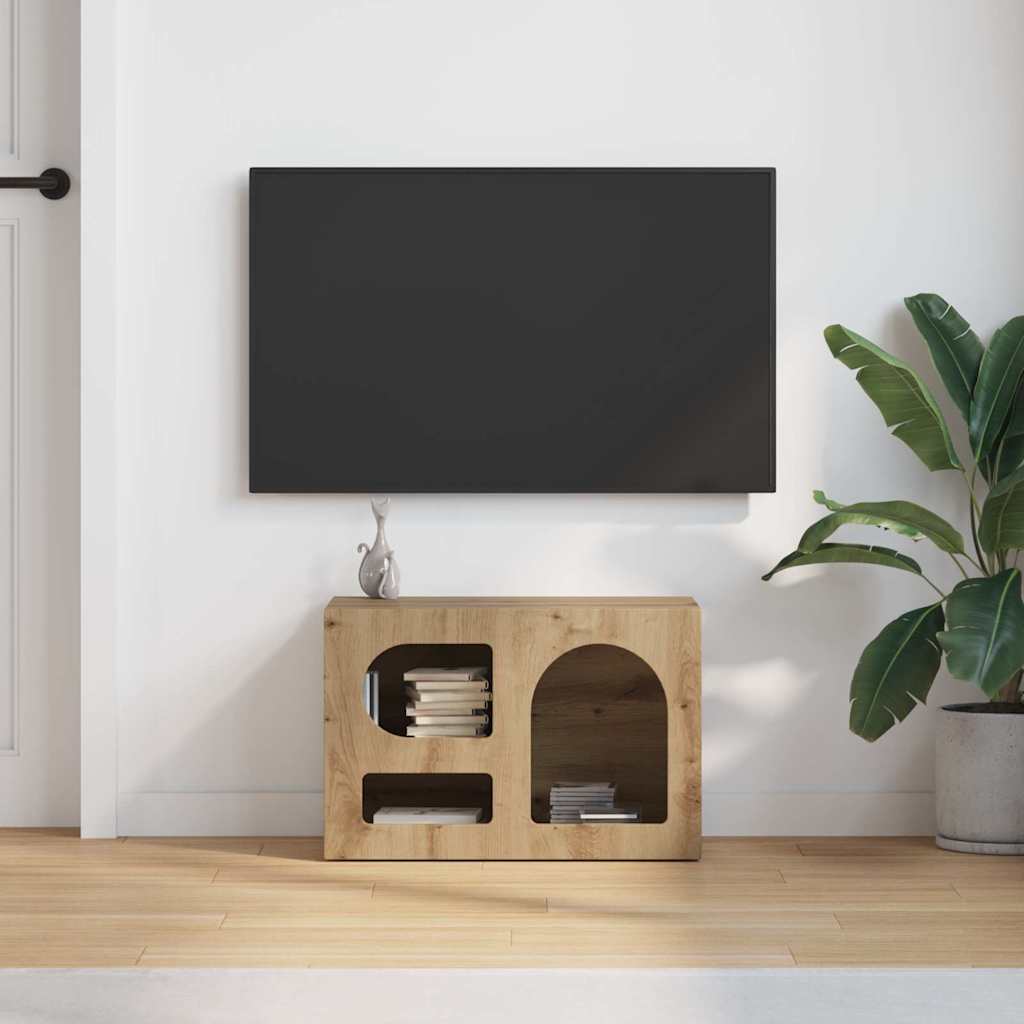 Cabinet TV Stejar Artizanal 60 x 35 x 40 cm Lemn compozit — imaginea 5
