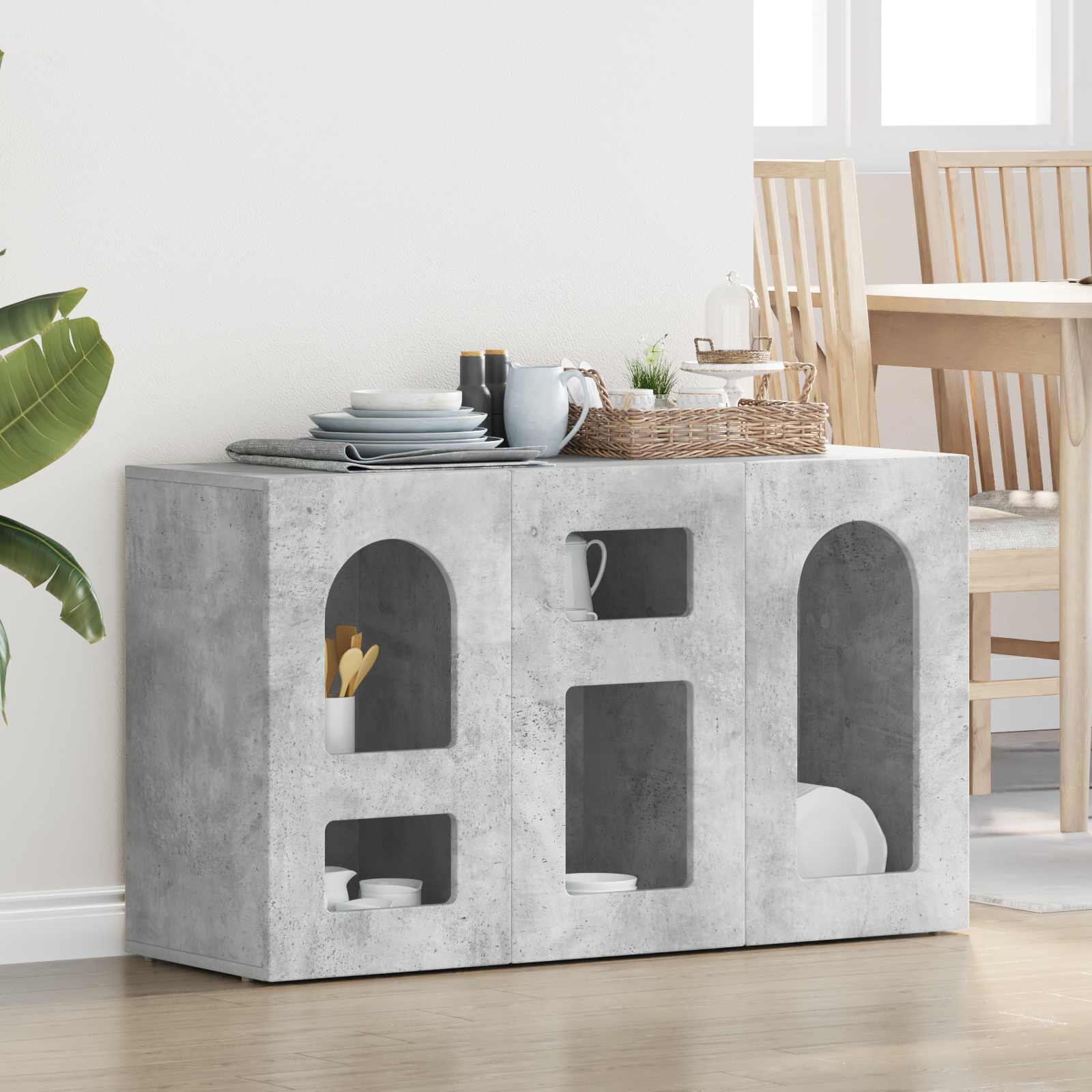 Bufet Gri din beton 100 x 35 x 59 cm Lemn compozit — imaginea 2