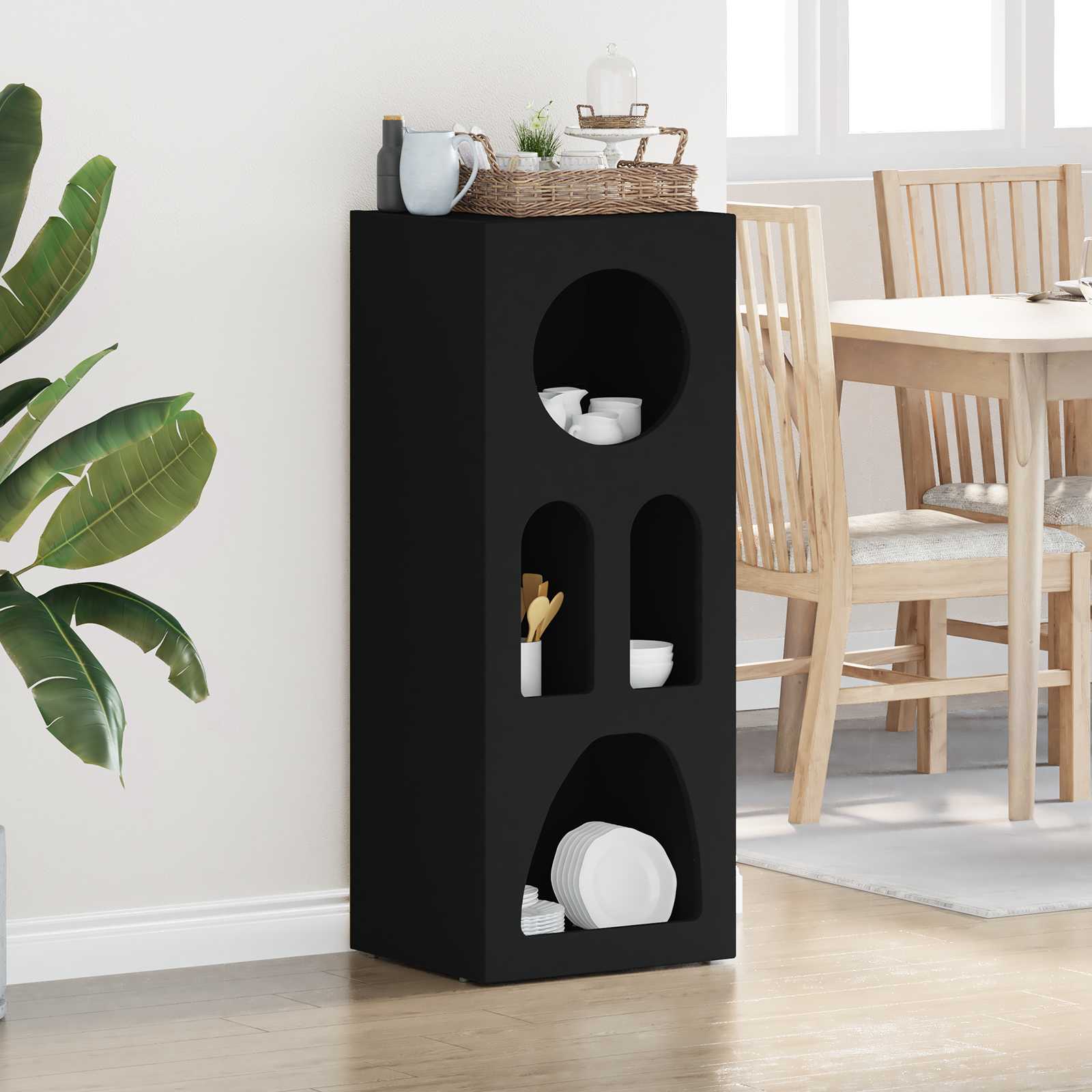 Bufet Negru 40 x 35 x 100.5 cm Lemn compozit — imaginea 3