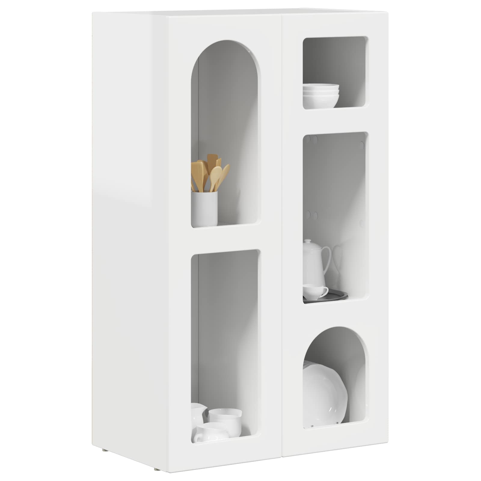 Bufet Alb lucios 59 x 35 x 100,5 cm Lemn compozit — imaginea 3