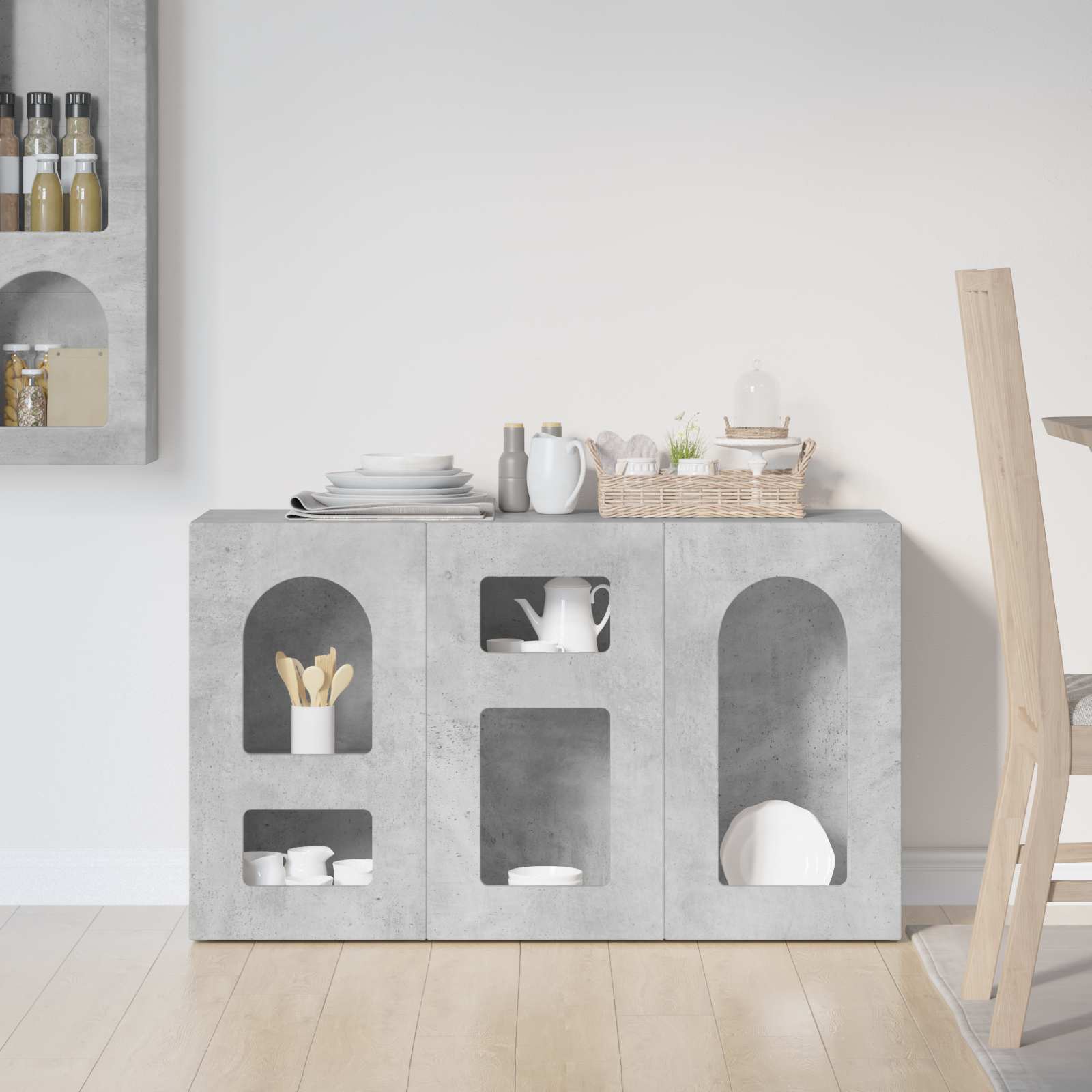 Bufet Gri din beton 100 x 35 x 59 cm Lemn compozit — imaginea 4
