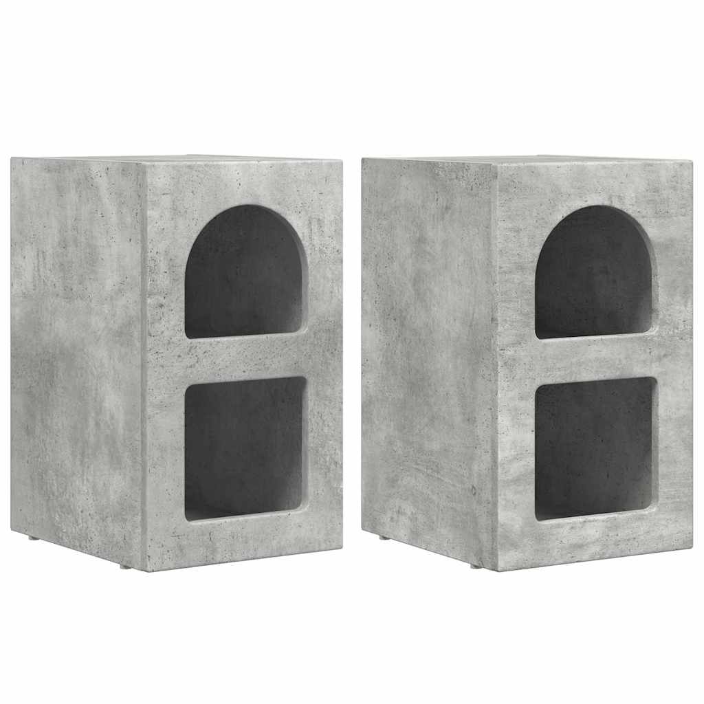 Noptiera 2 pcs Gri din beton 29.5 x 35 x 50 cm Lemn compozit