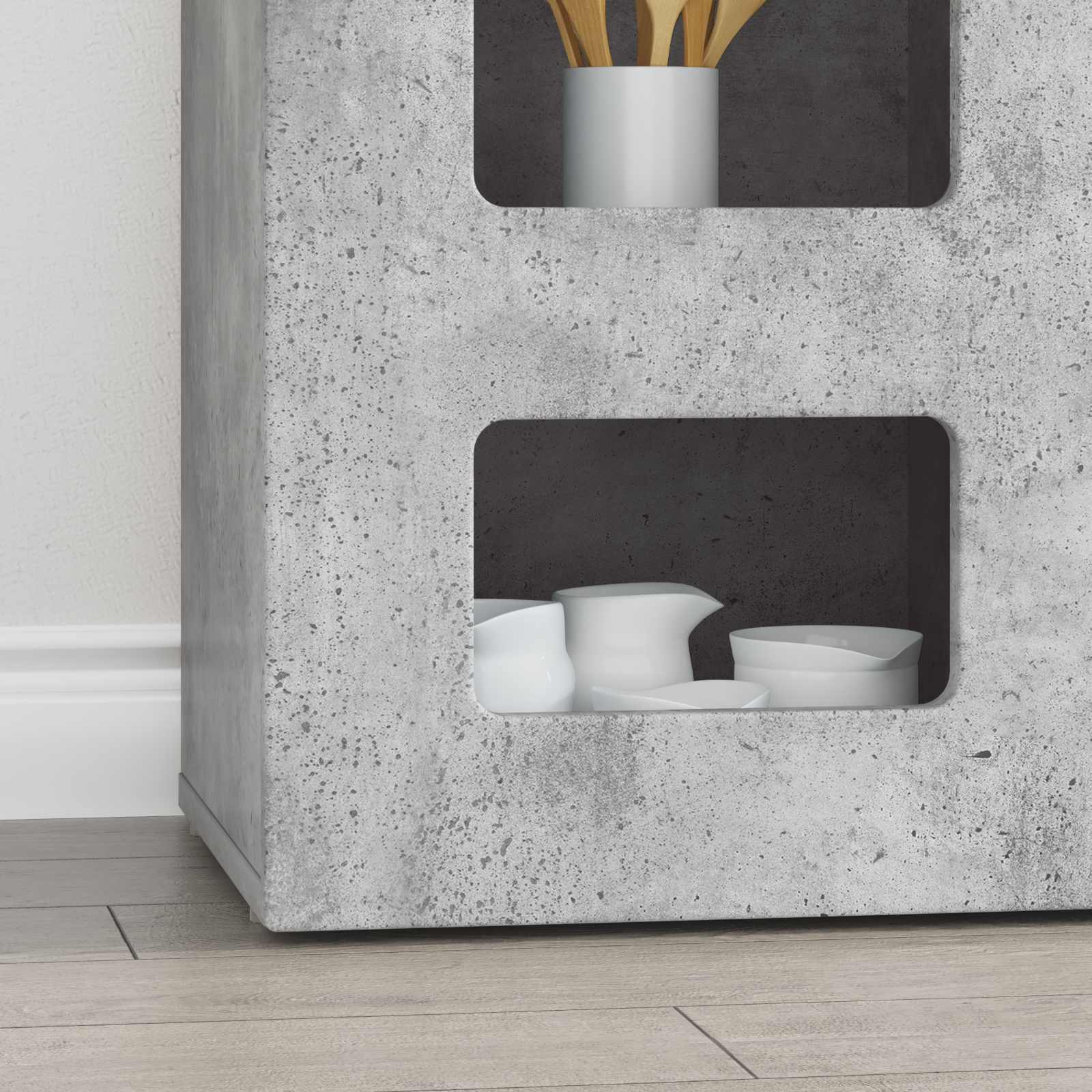 Bufet Gri din beton 100 x 35 x 59 cm Lemn compozit — imaginea 5