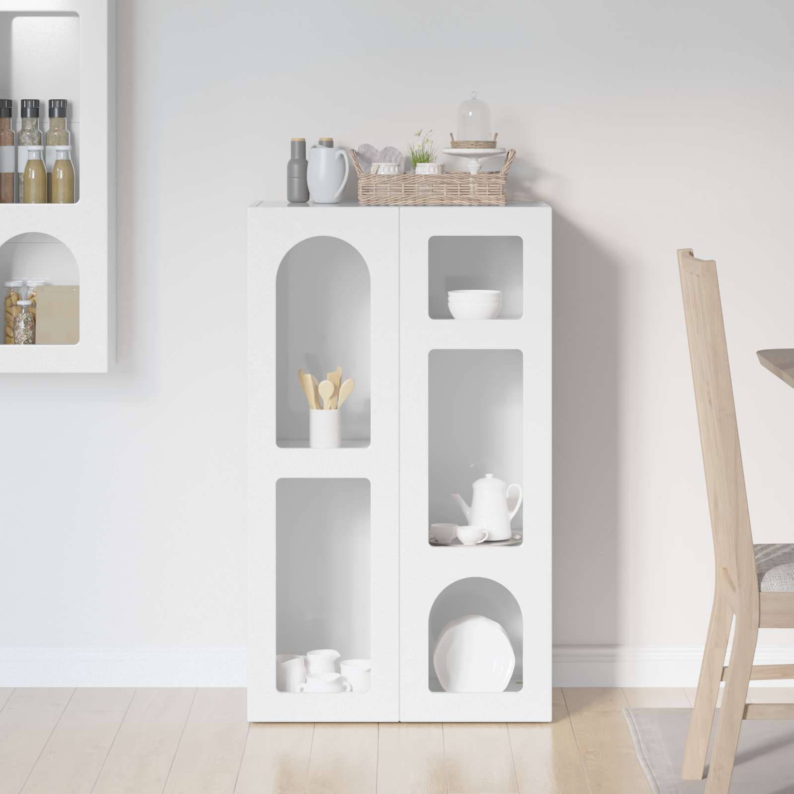 Bufet Alb lucios 59 x 35 x 100,5 cm Lemn compozit — imaginea 4