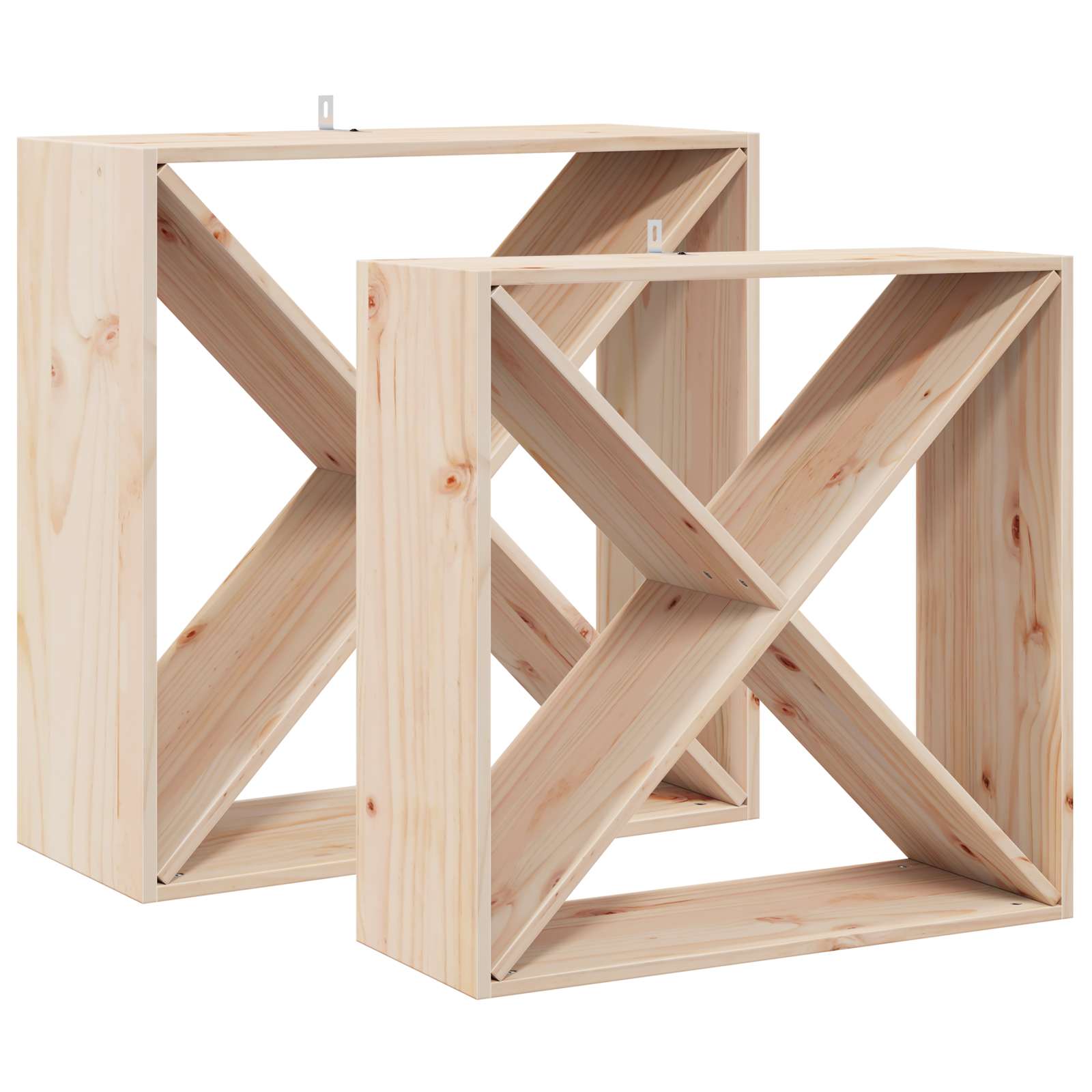 Raft pentru vin 2 pcs natural 62 x 25 x 62 cm Lemn de pin masiv