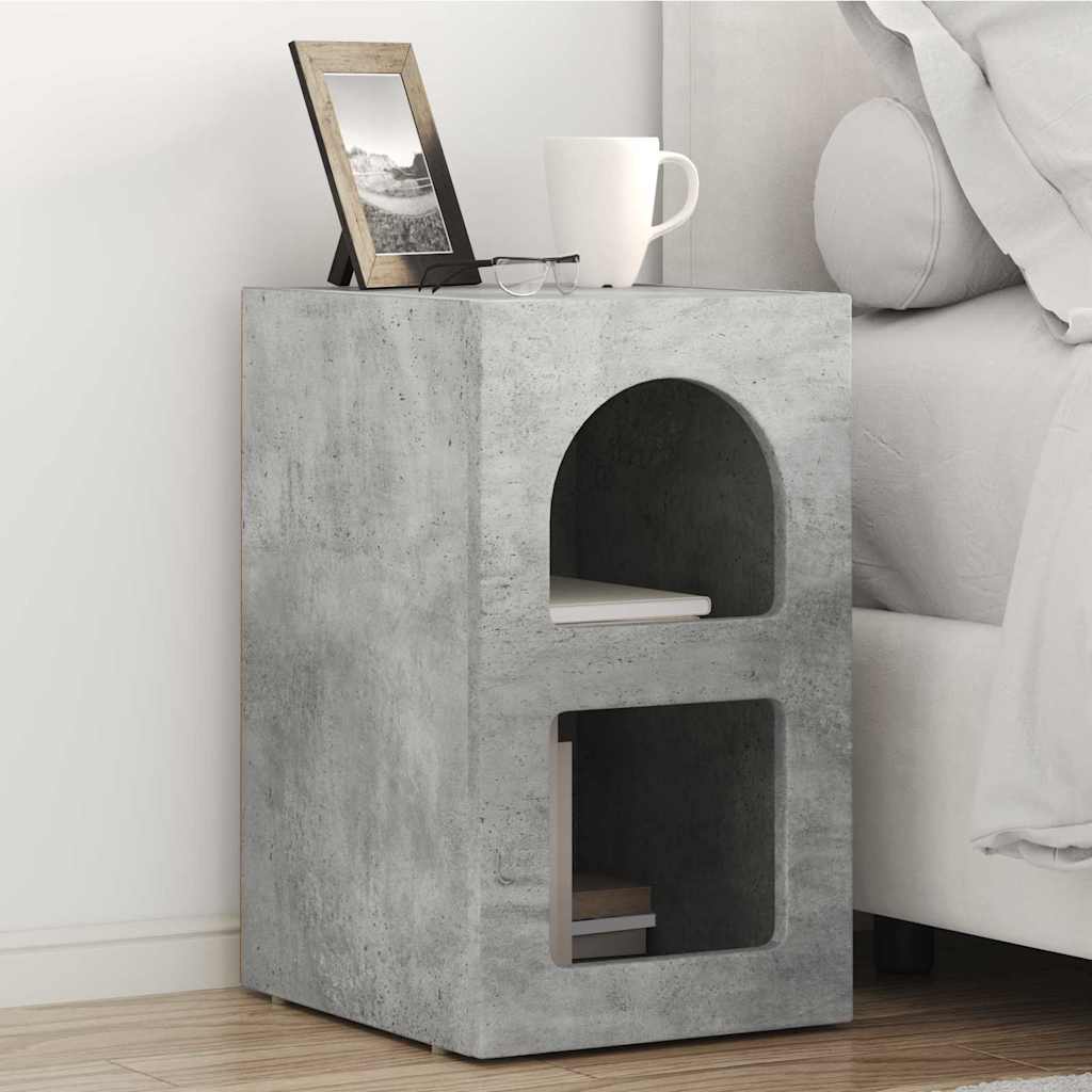 Noptiera 2 pcs Gri din beton 29.5 x 35 x 50 cm Lemn compozit — imaginea 2