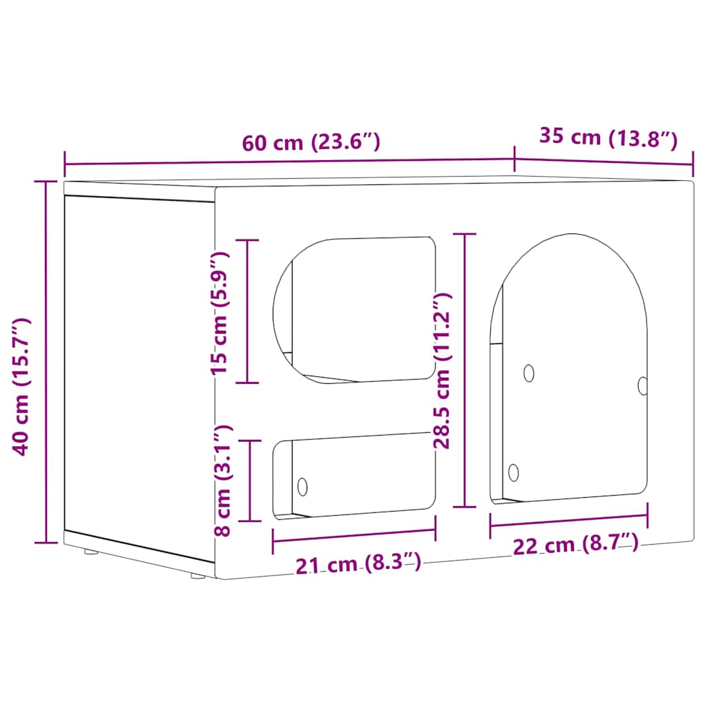 Cabinet TV Stejar Artizanal 60 x 35 x 40 cm Lemn compozit — imaginea 11