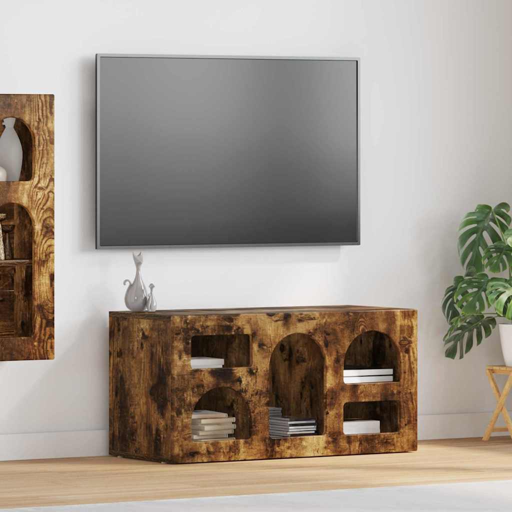 Cabinet TV Stejar fumuriu 80 x 35 x 40 cm Lemn compozit — imaginea 3